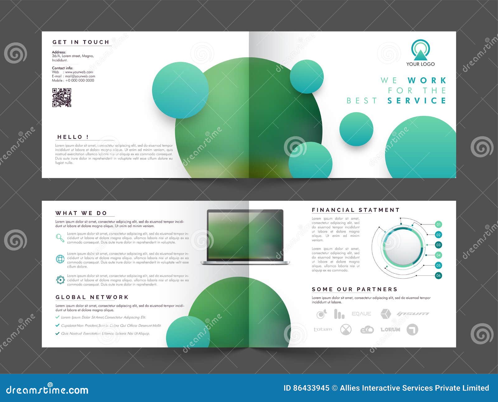 elegant professional four pages brochure set stock four page brochure
