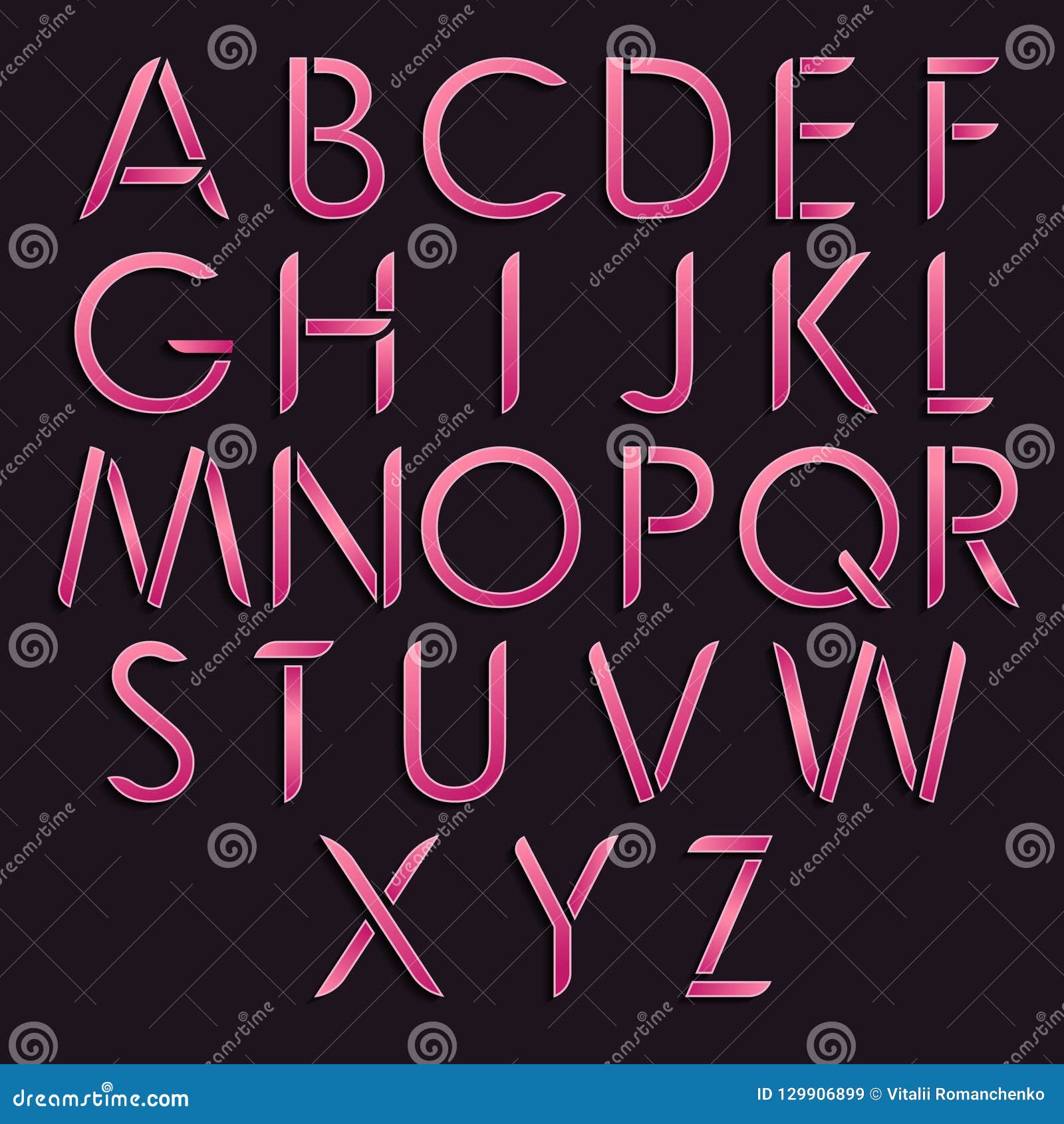 Decorative Latin Alphabet. Modern Vector Font. Thin Overlapping Rounded ...