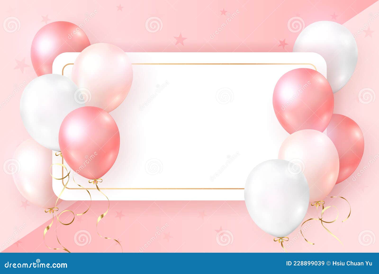Elegant Rose Pink Ballon Happy Birthday Celebration Card Banner Template  Background Stock Illustration - Illustration of shine, realistic: 228899039