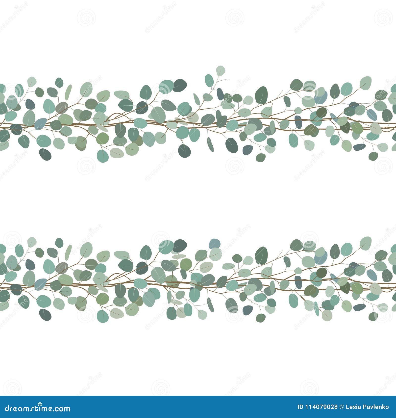 Download Elegant Seamless Borders Of Eucalyptus Branches. Floral ...