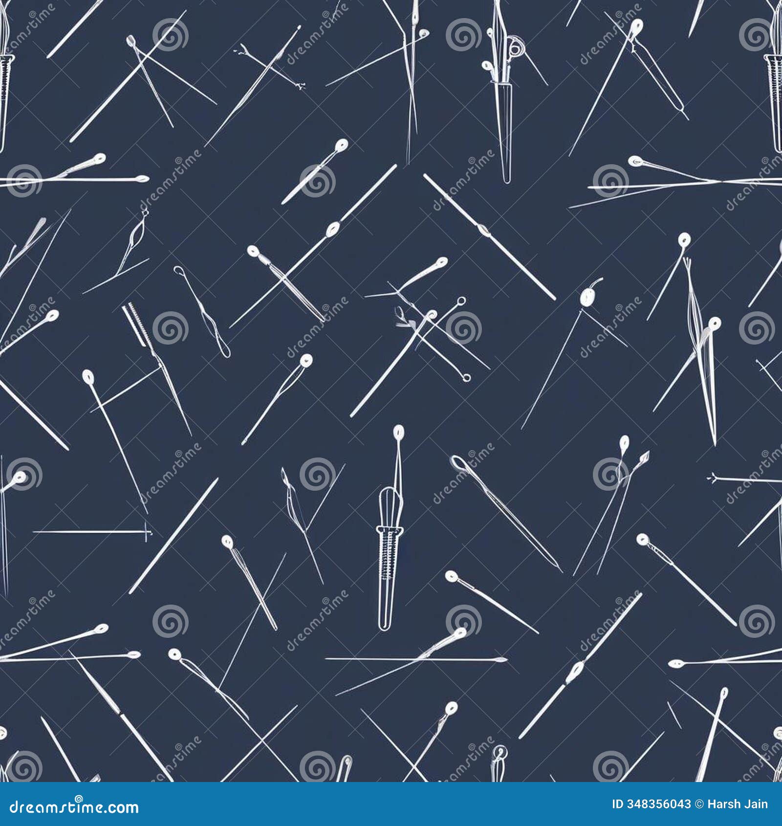 minimal sewing needle & tailoring concept seamless pattern