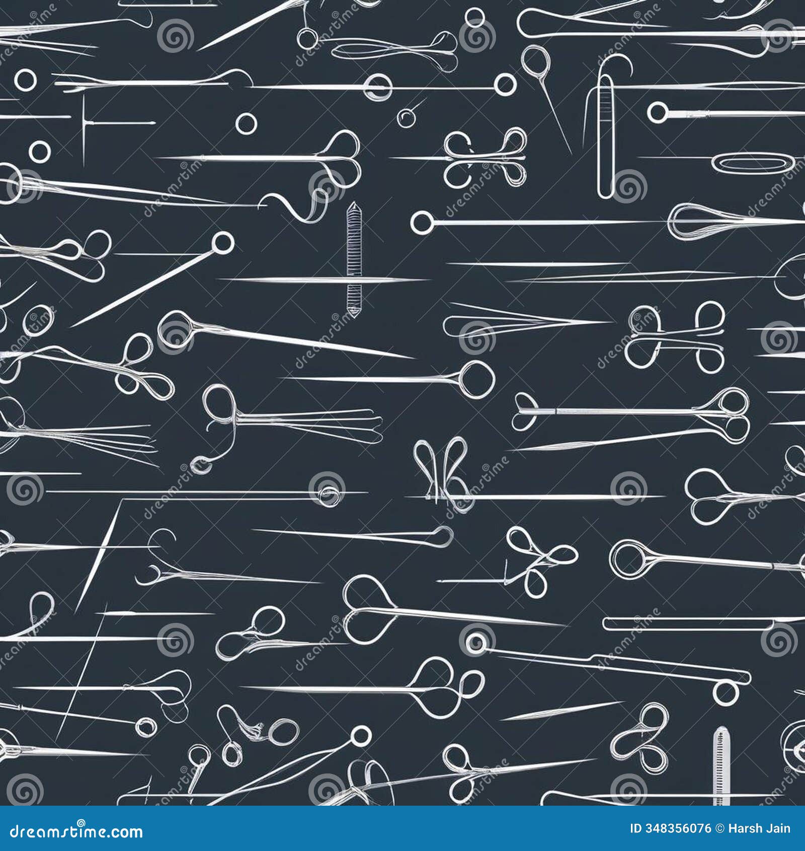 minimal sewing needle & tailoring concept seamless pattern