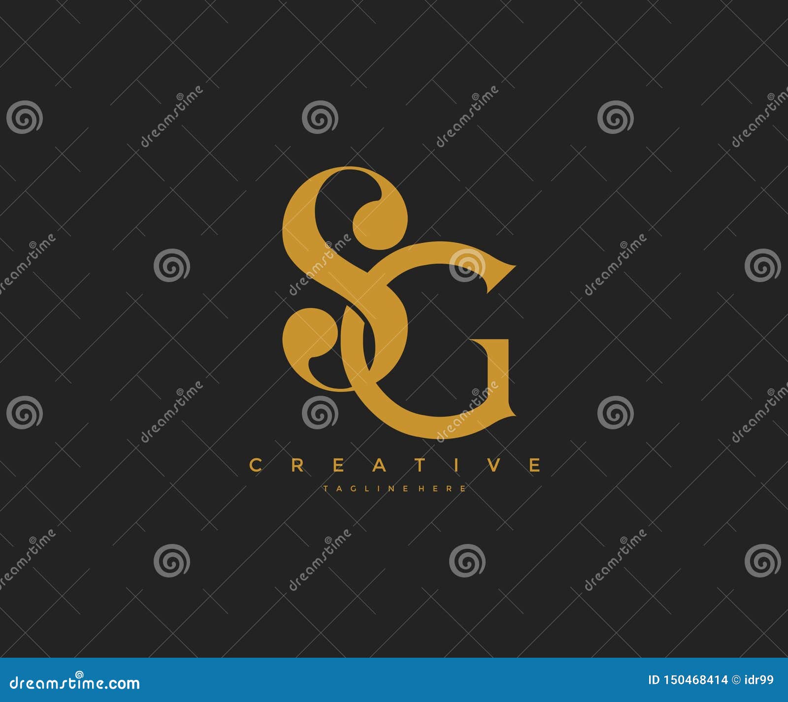 Elegant SG Letter Linked Monogram Logo Design Stock Illustration