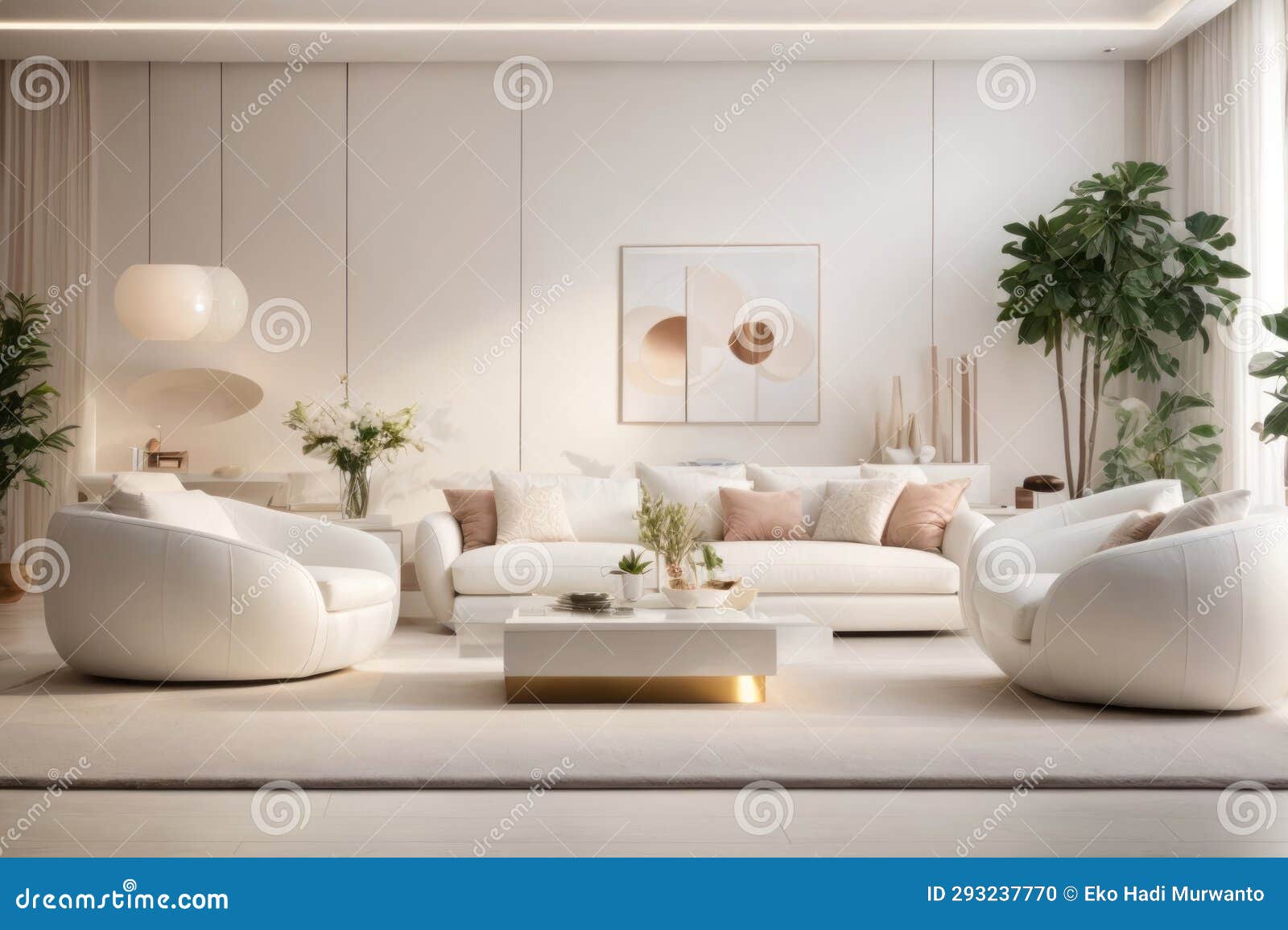 Elegant Simplicity: White Living Room for Zoom Background Stock Photo ...