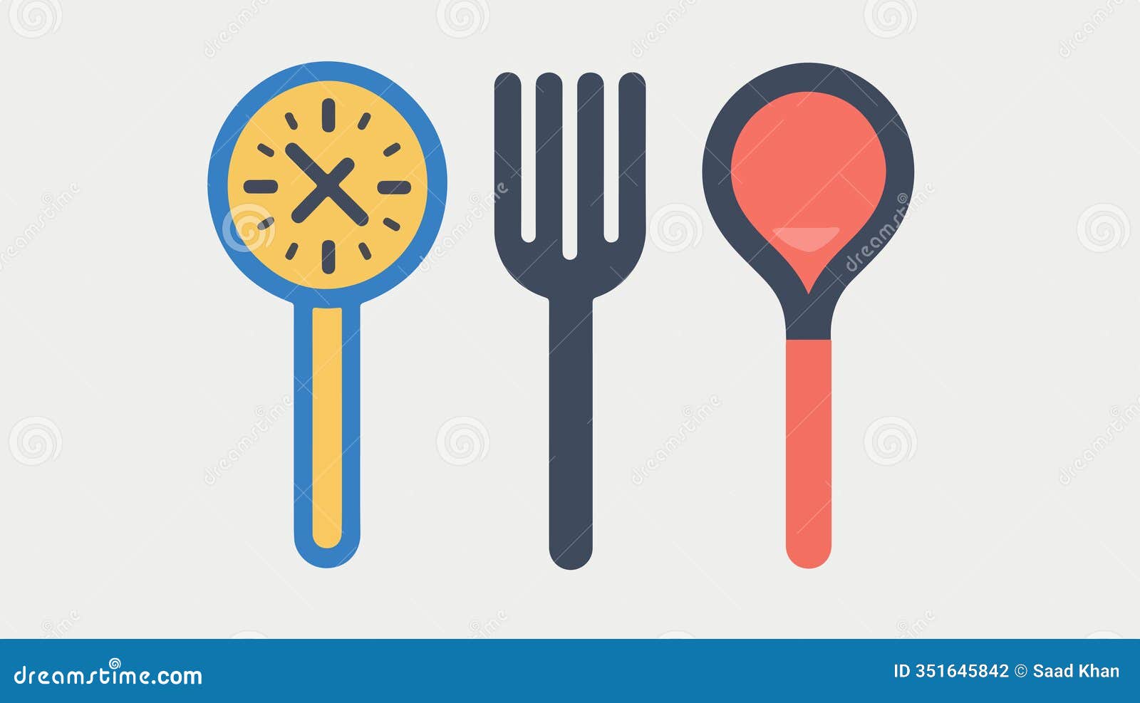 elegant spoon and fork with 24 hours  outline icons