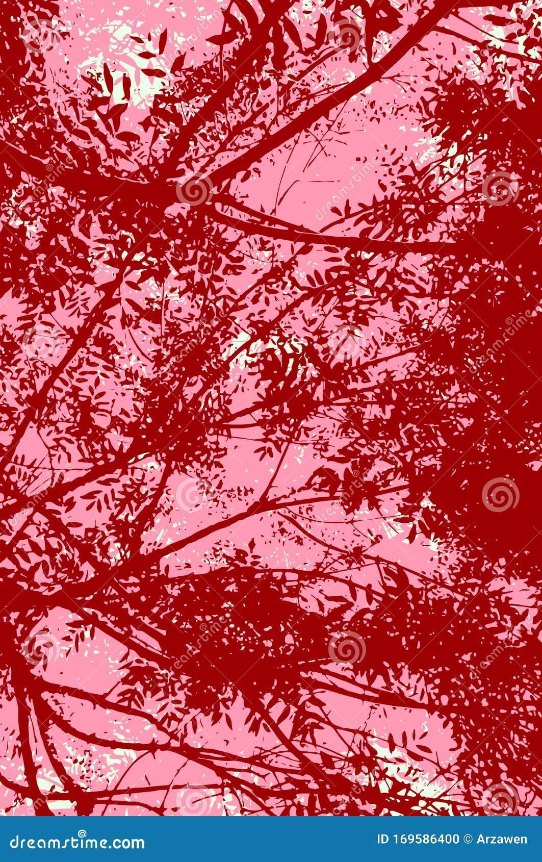 elegant and stylish  vegetal  with silhouettes of a red and pink foliage against the light, filtering the clear