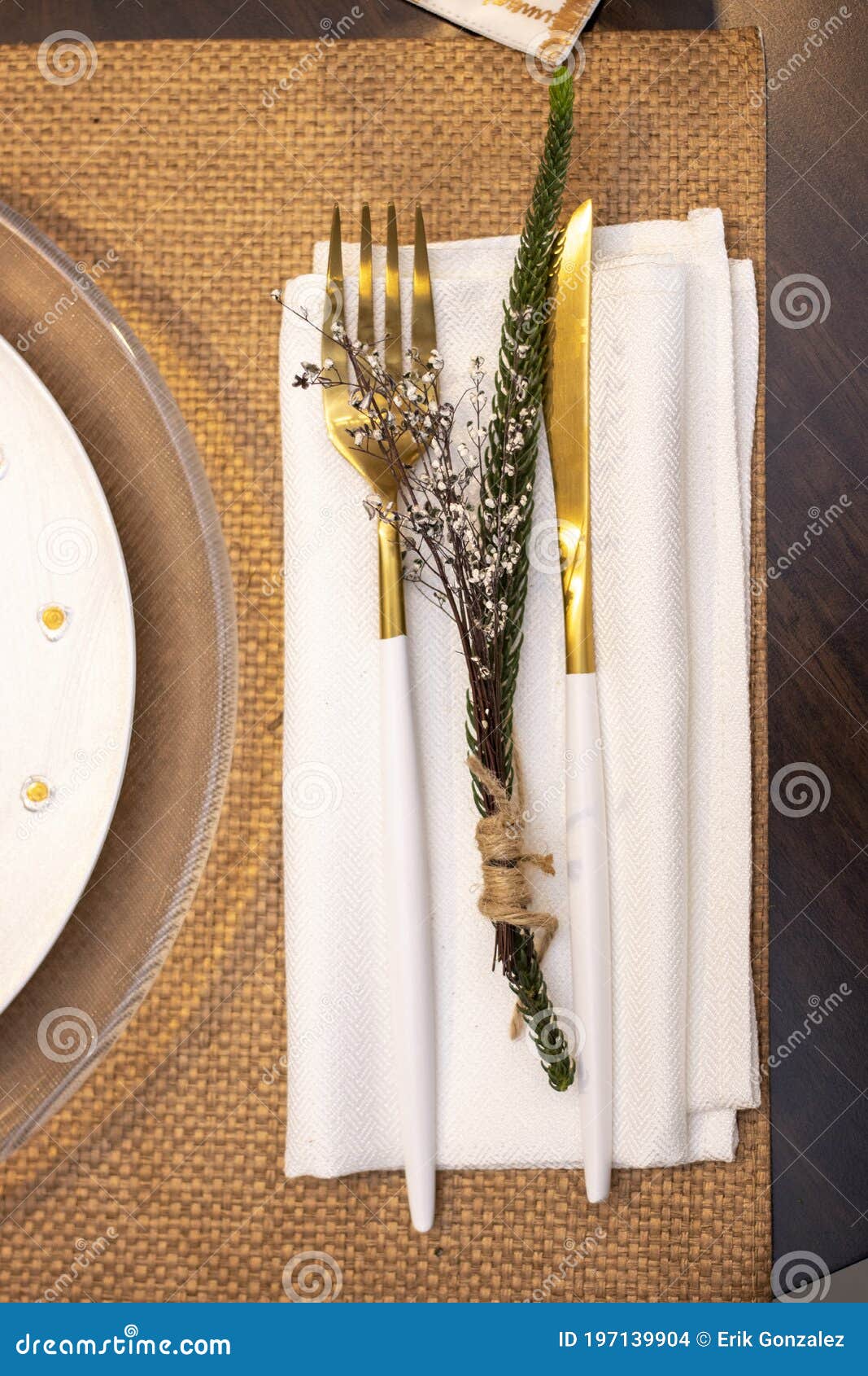 Elegant Table Set for Christmas Dinner Stock Photo - Image of champagne ...