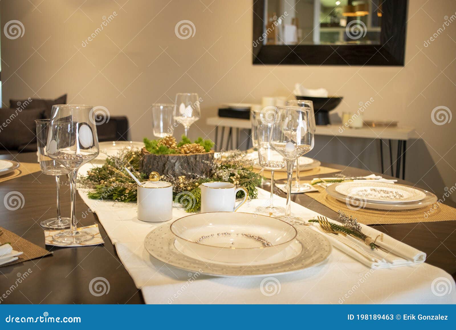 Elegant Table Set for Christmas Dinner Stock Image - Image of dining ...