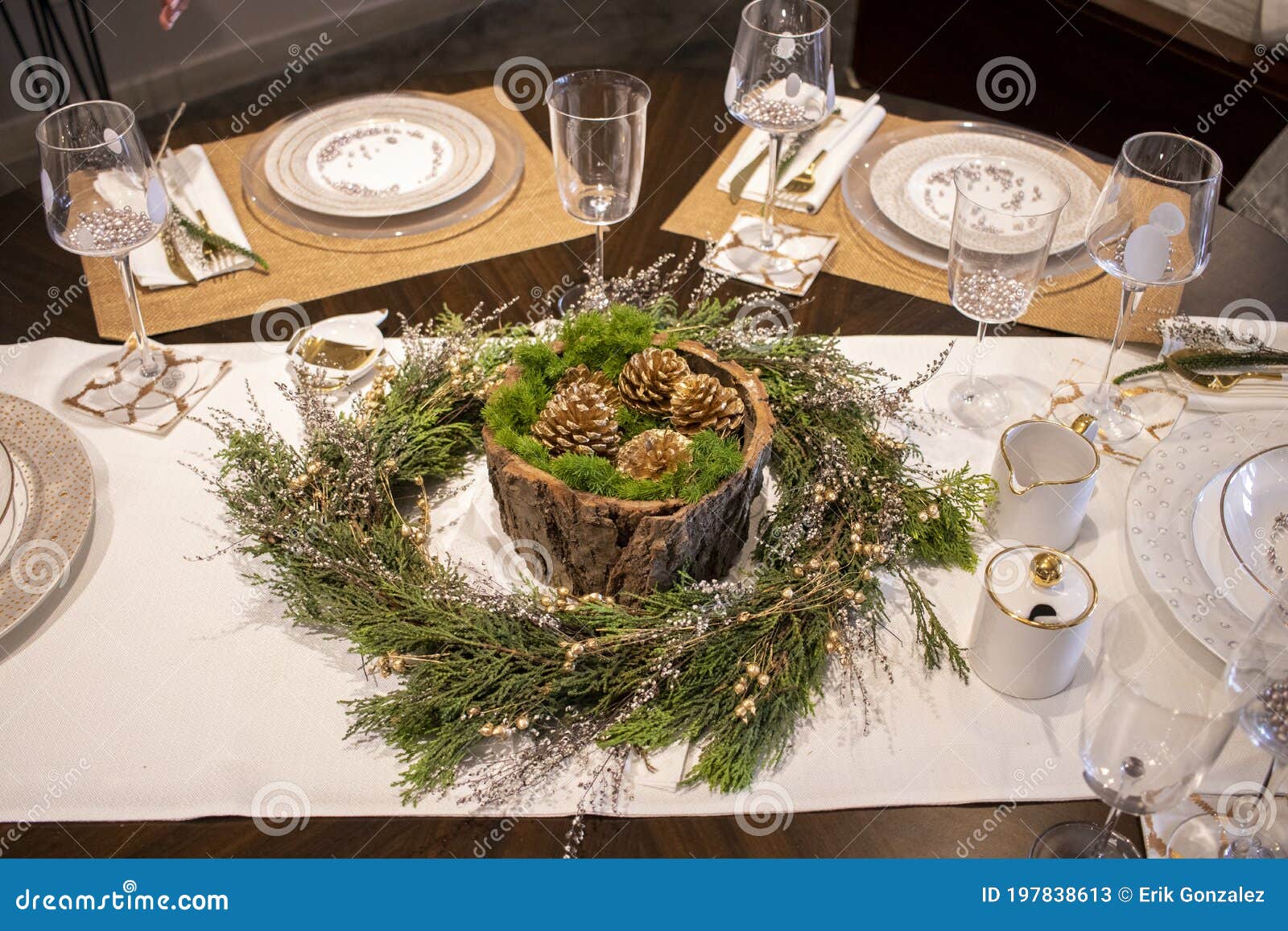 Elegant Table Set for Christmas Dinner Stock Image - Image of christmas ...