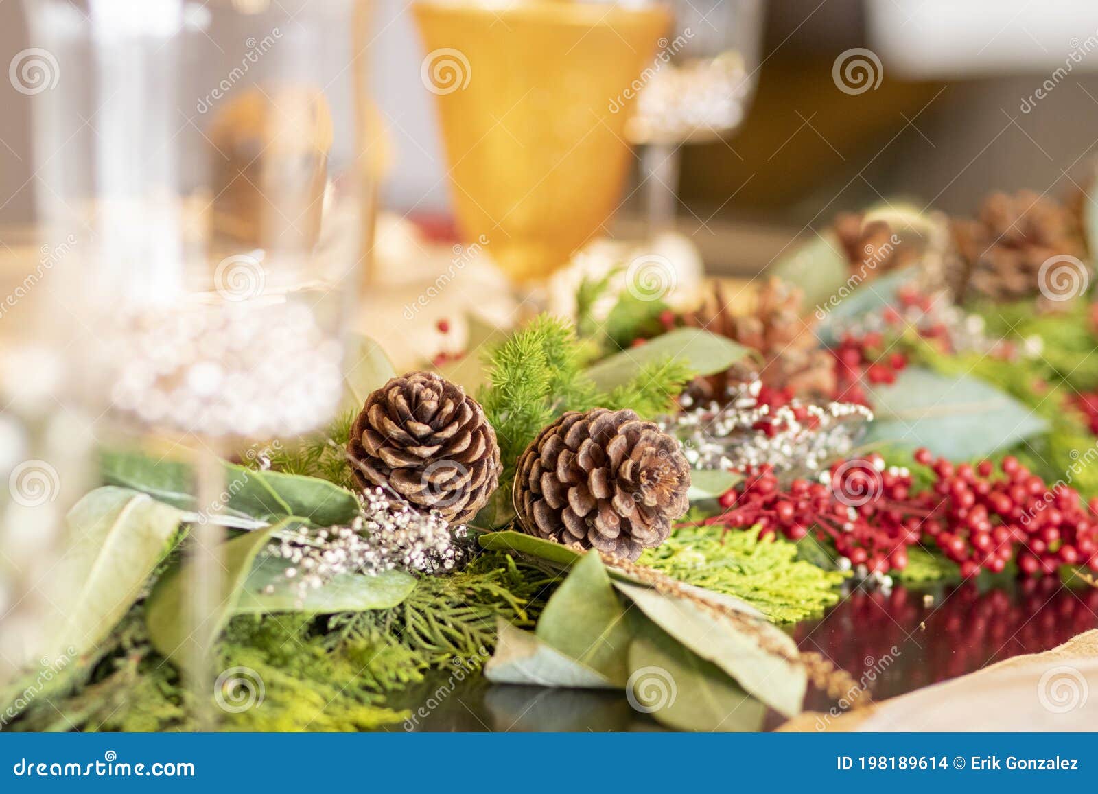 Elegant Table Set for Christmas Dinner Stock Photo - Image of gathering ...