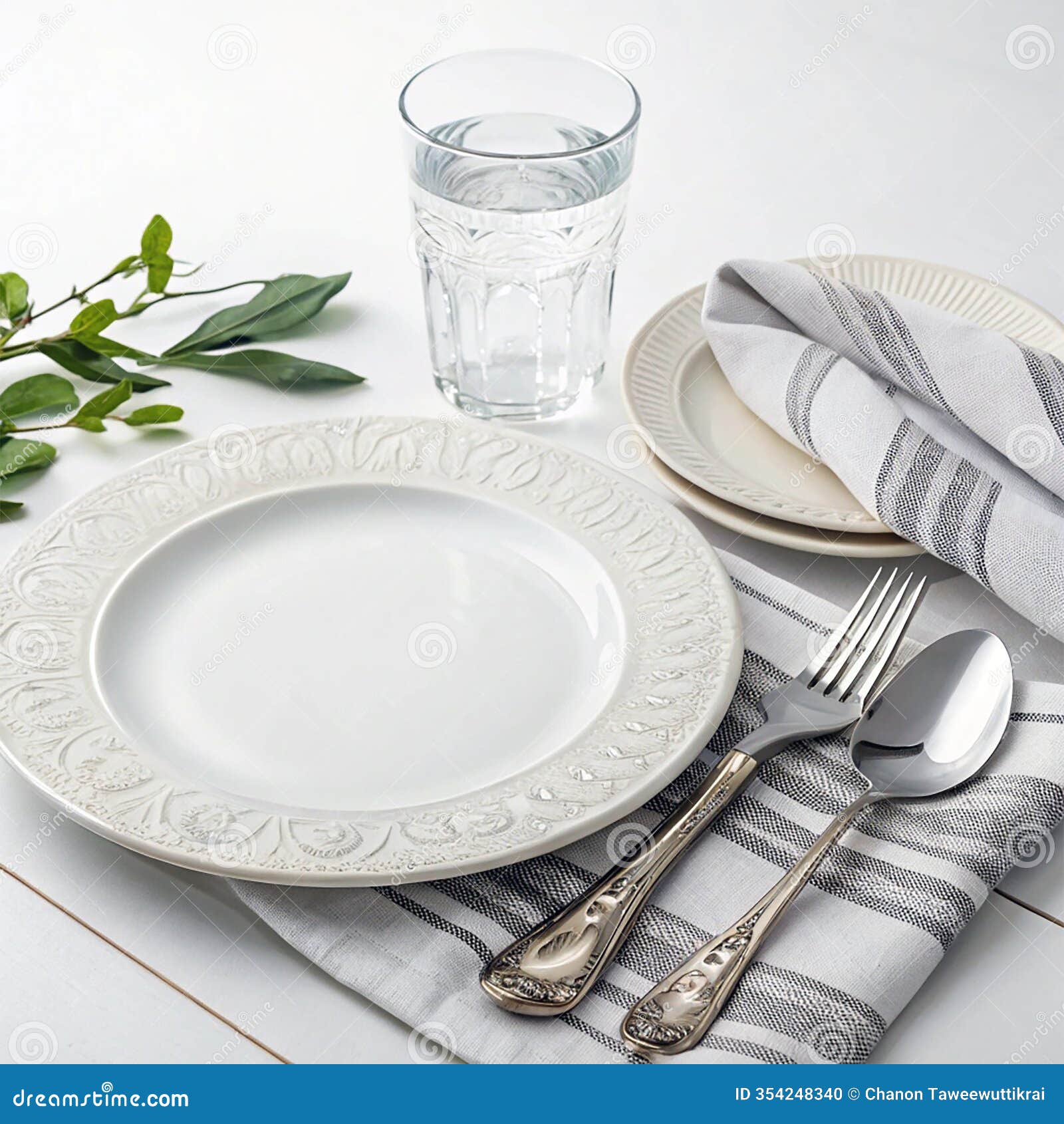 elegant table settings  on white background - ai-created 