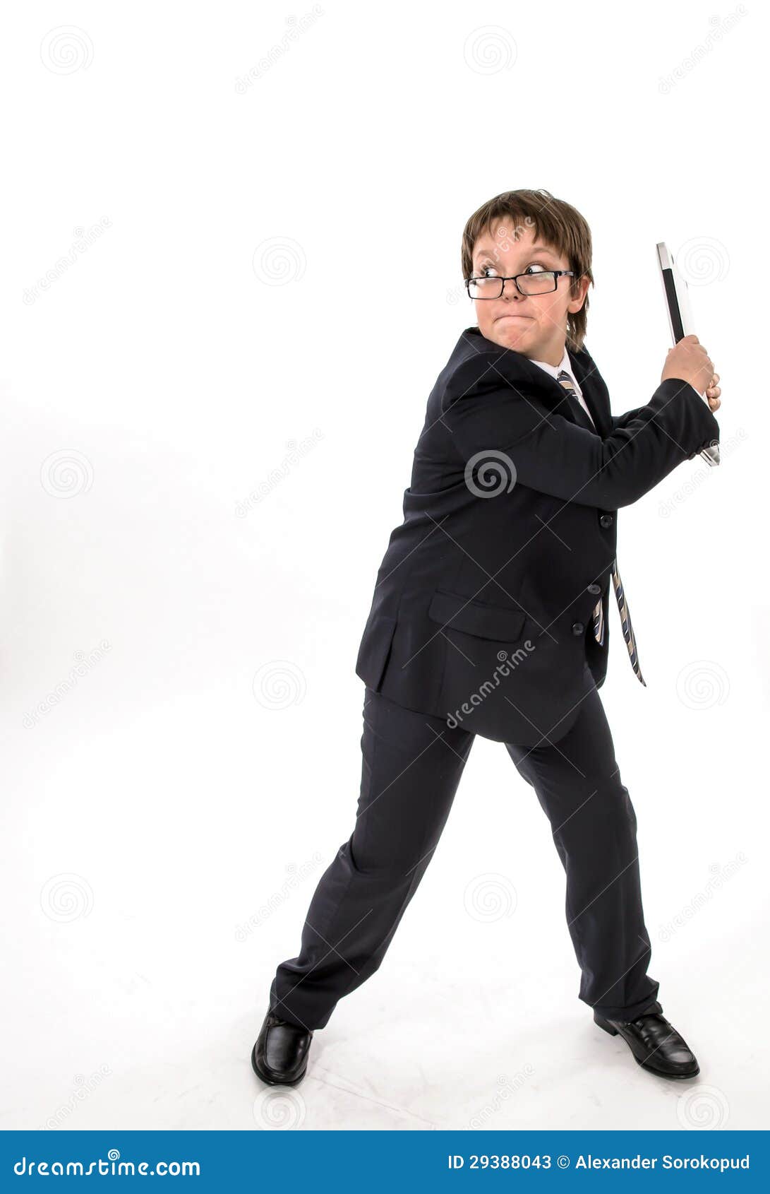 Elegant Teenage Boy Throws Laptop Stock Image Image of suit