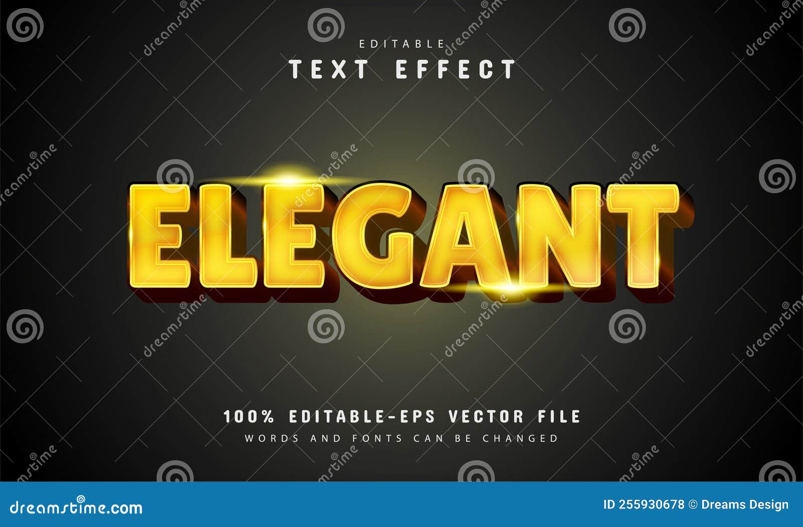 Elegant Text Effect with Gold Color Stock Vector Illustration of