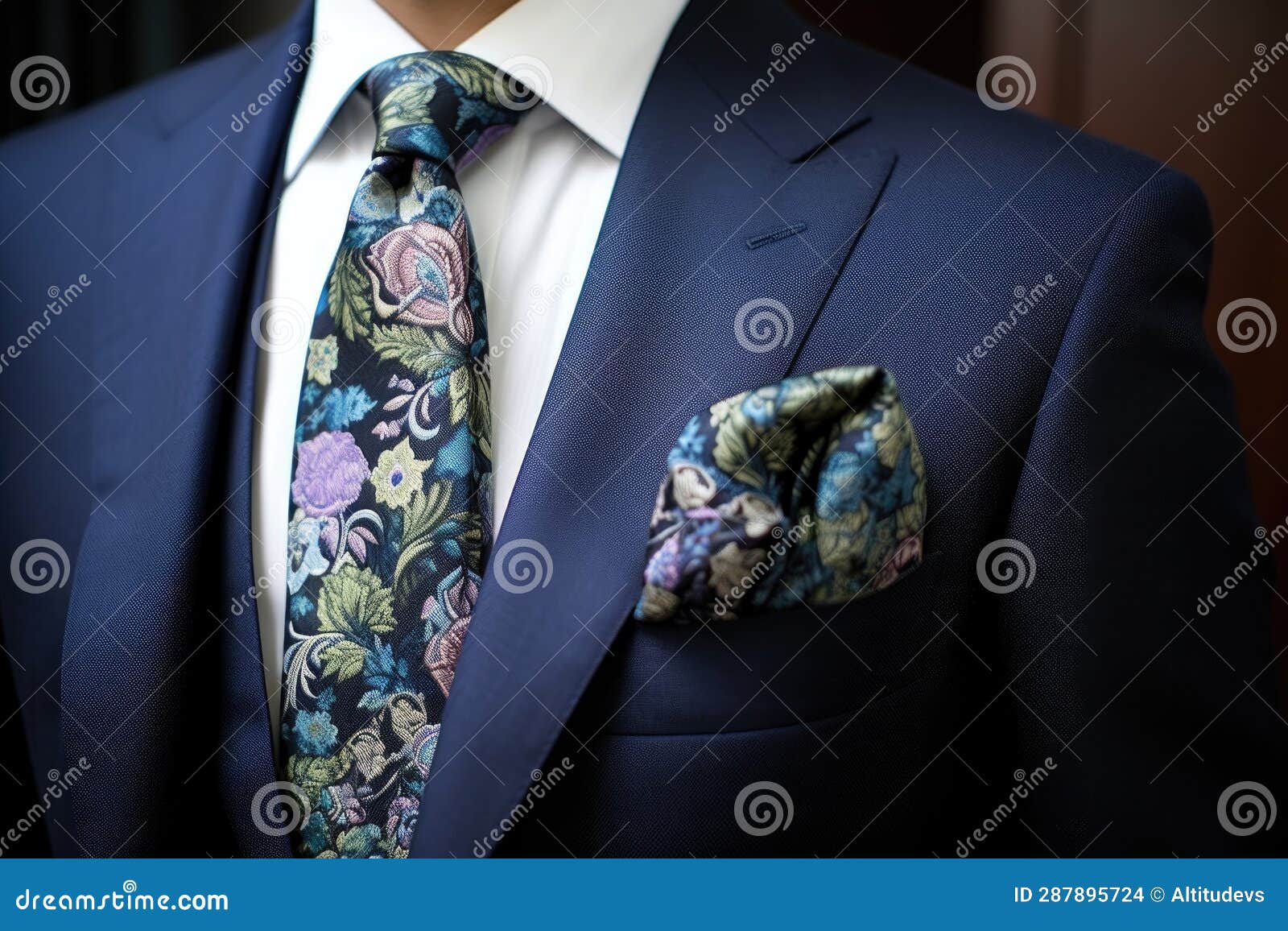 Elegant Tie and Pocket Square on a Suit Jacket Stock Illustration Illustration of necktie