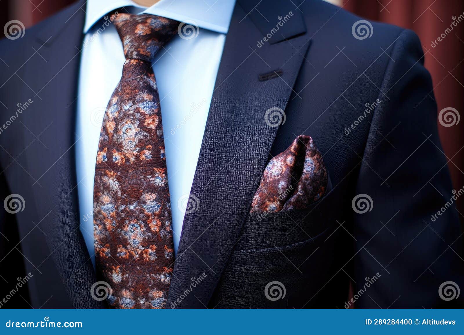 Elegant Tie and Pocket Square on a Suit Jacket Stock Photo Image of clothing, style 289284400