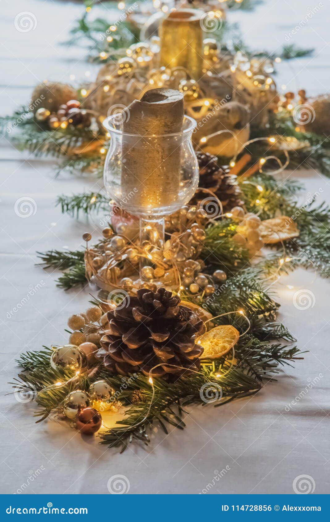 Elegant Traditional Christmas Table Decorations 2 Stock Photo - Image ...