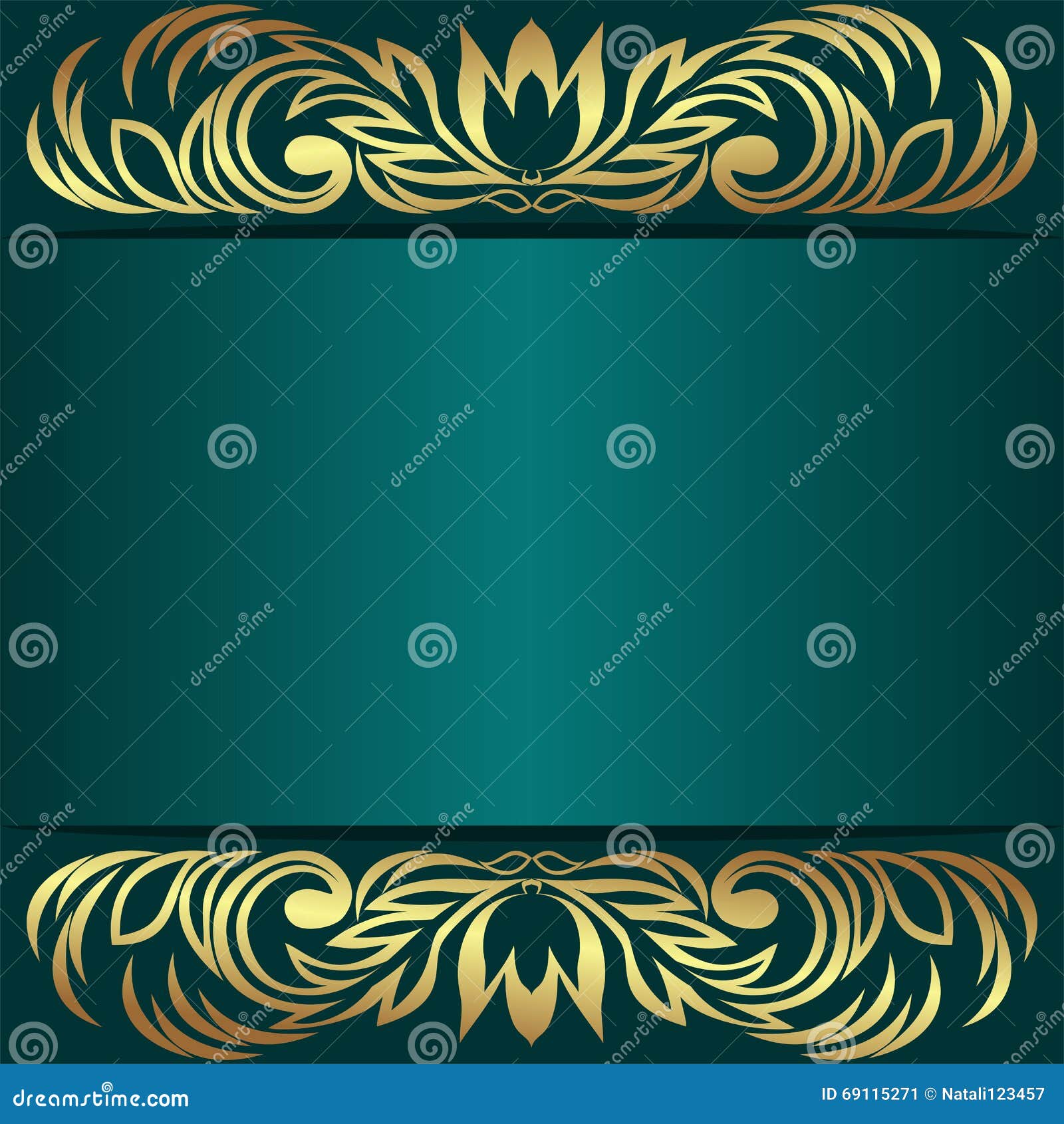 Elegant Turquoise Background with Ornate Borders Stock Vector