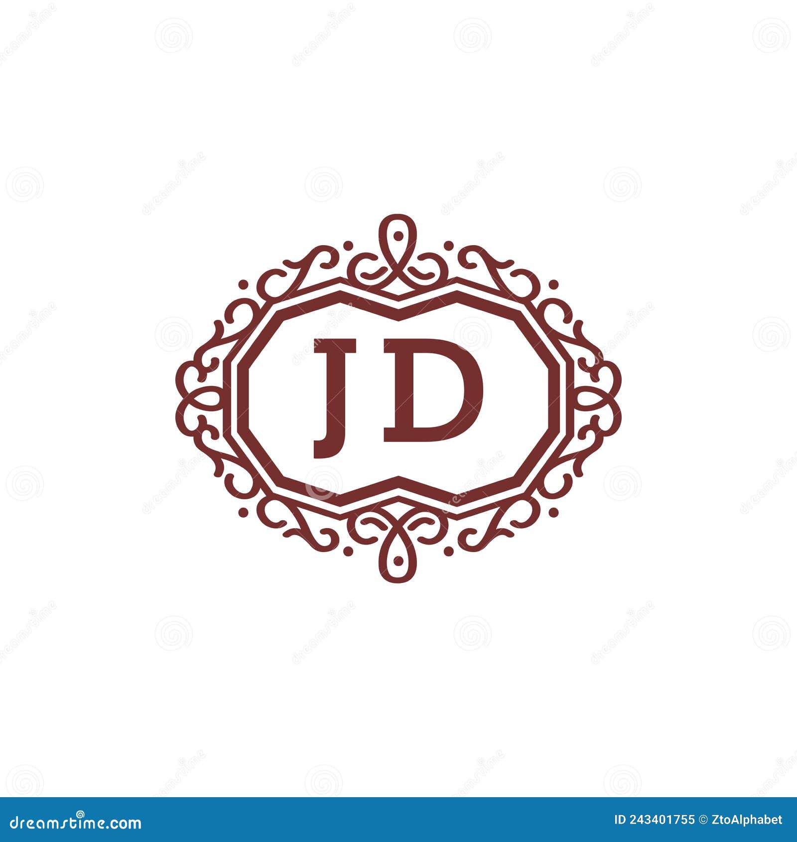 flourish swirl logo letter jd minimalist emblem
