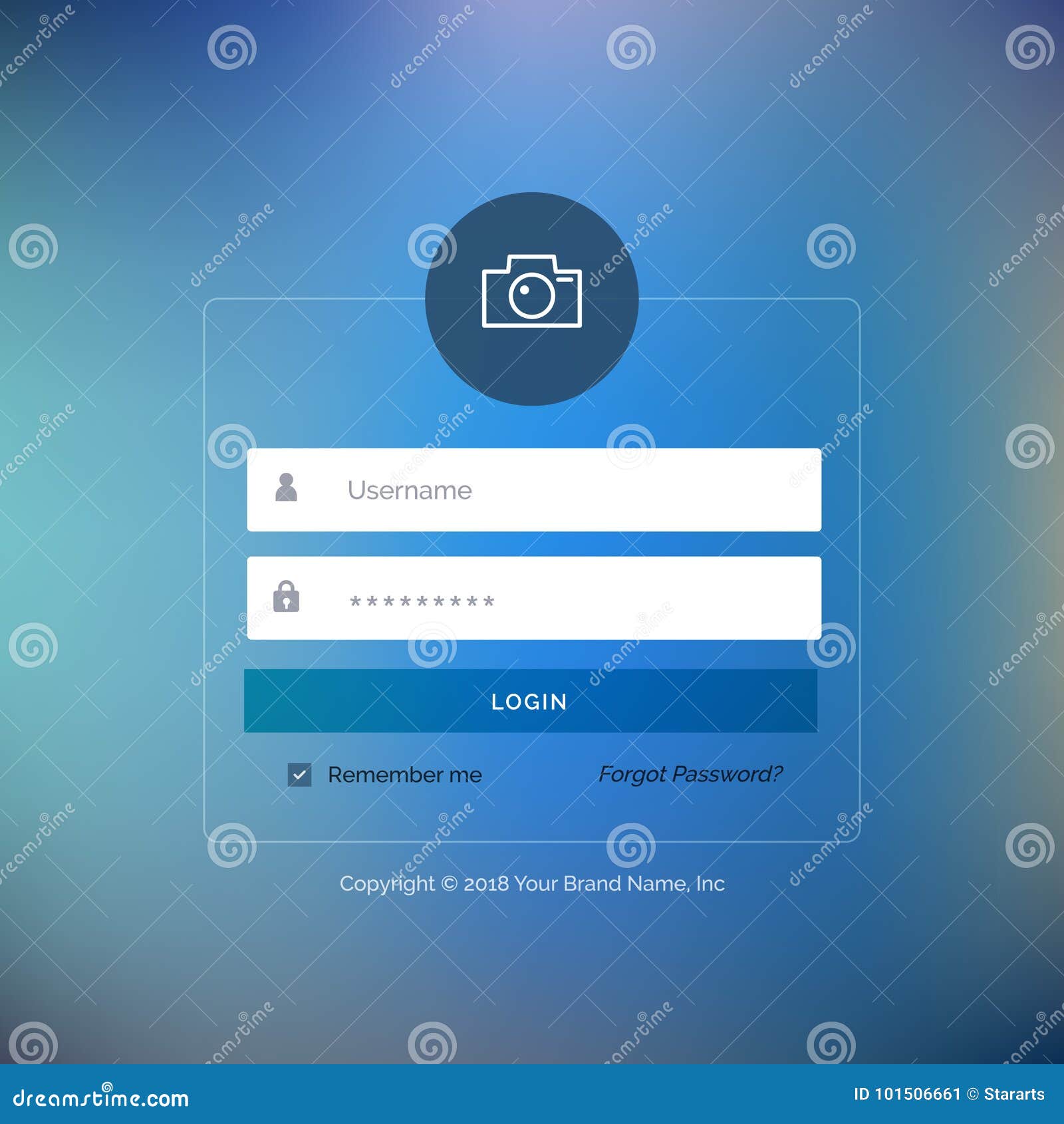 Elegant UI Login Form Design on Blurred Background Stock Vector ...