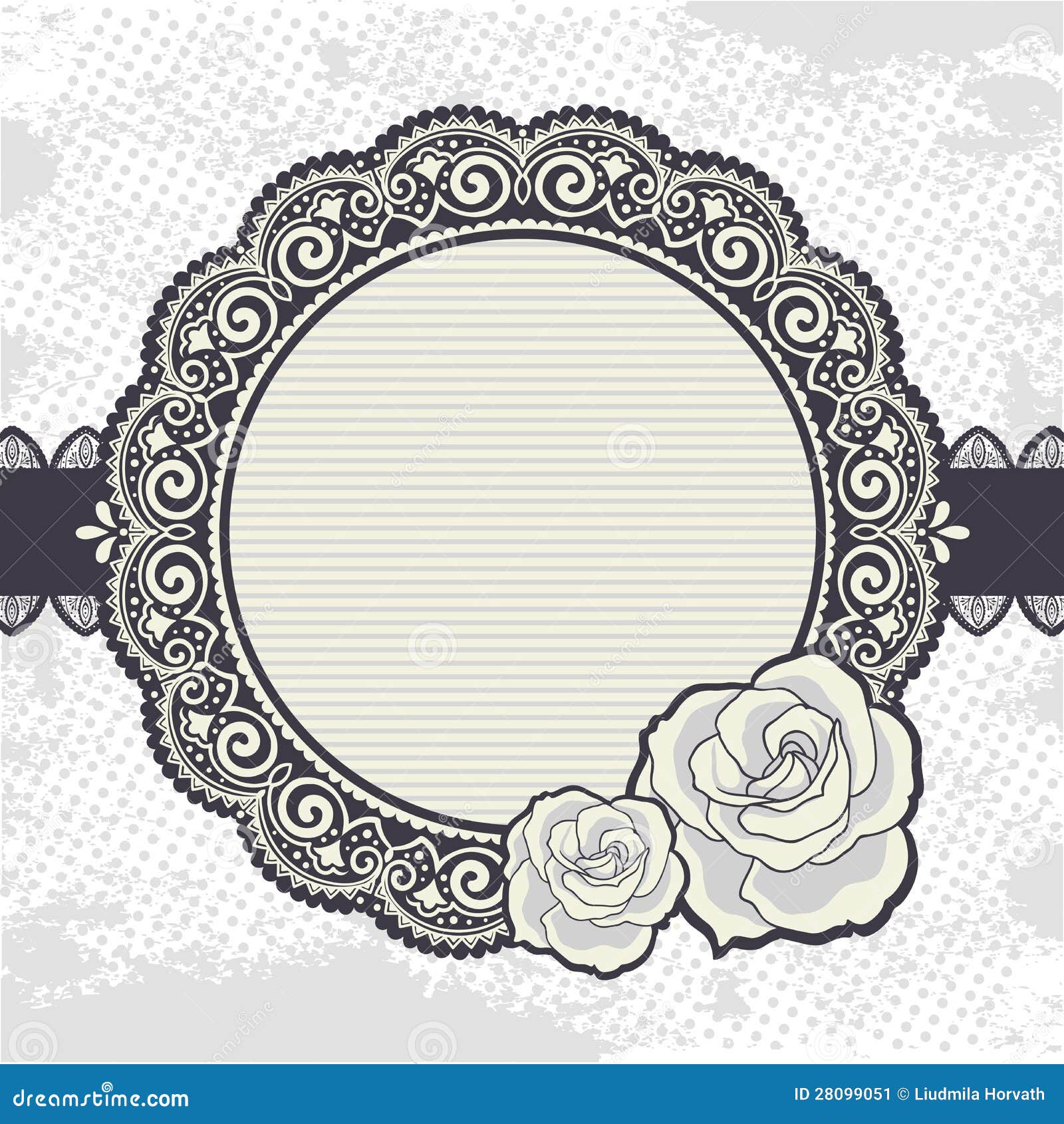 Elegant Vintage Lace Frame with the Roses Stock Vector Illustration