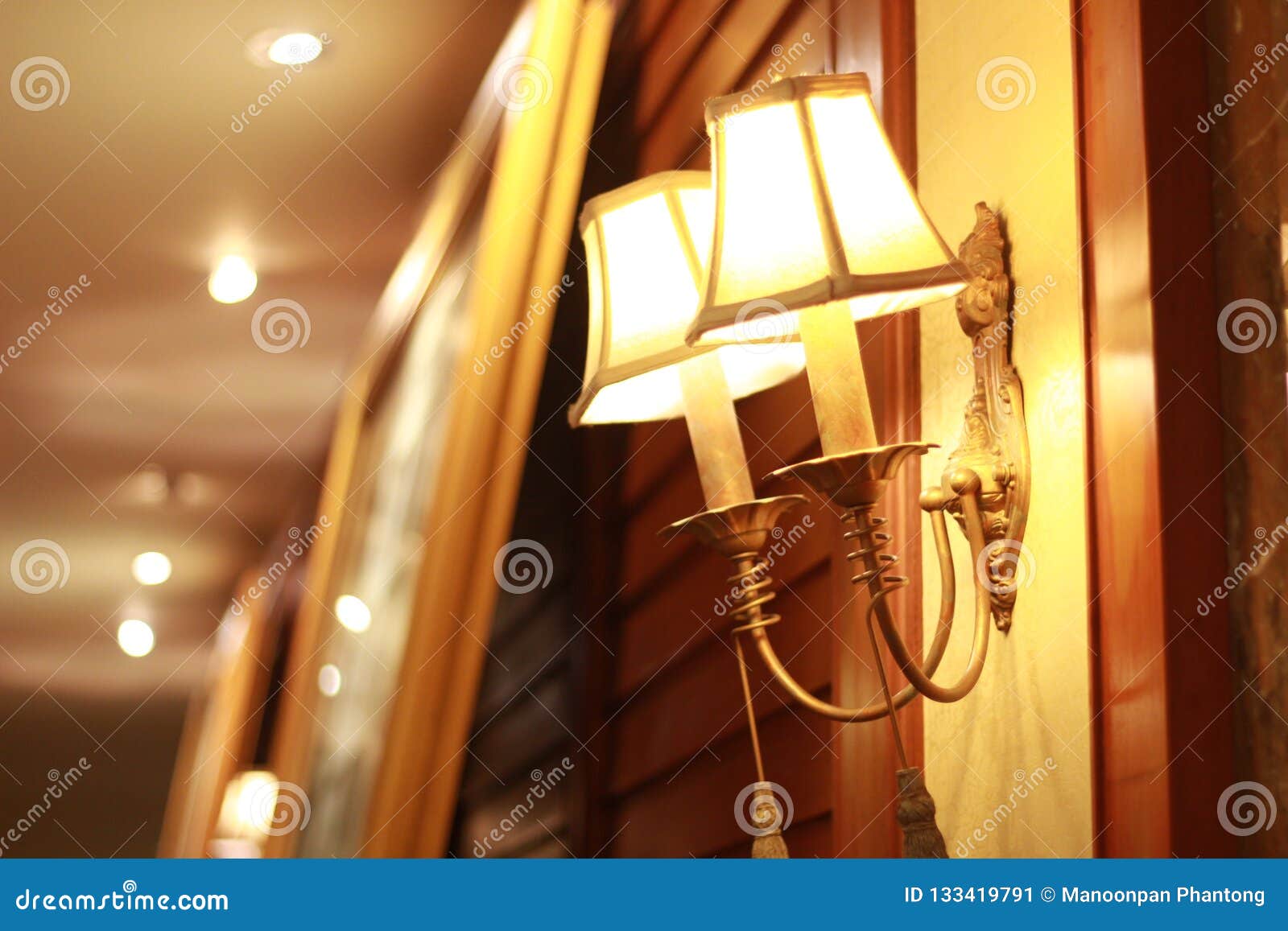 Elegant wall lamp on stock image. Image of elegance 133419791
