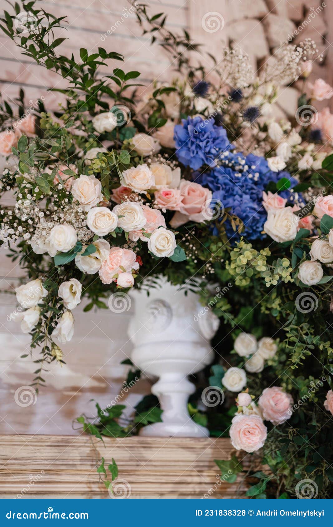 Elegant Wedding Decorations Made of Natural Flowers Stock Photo Image