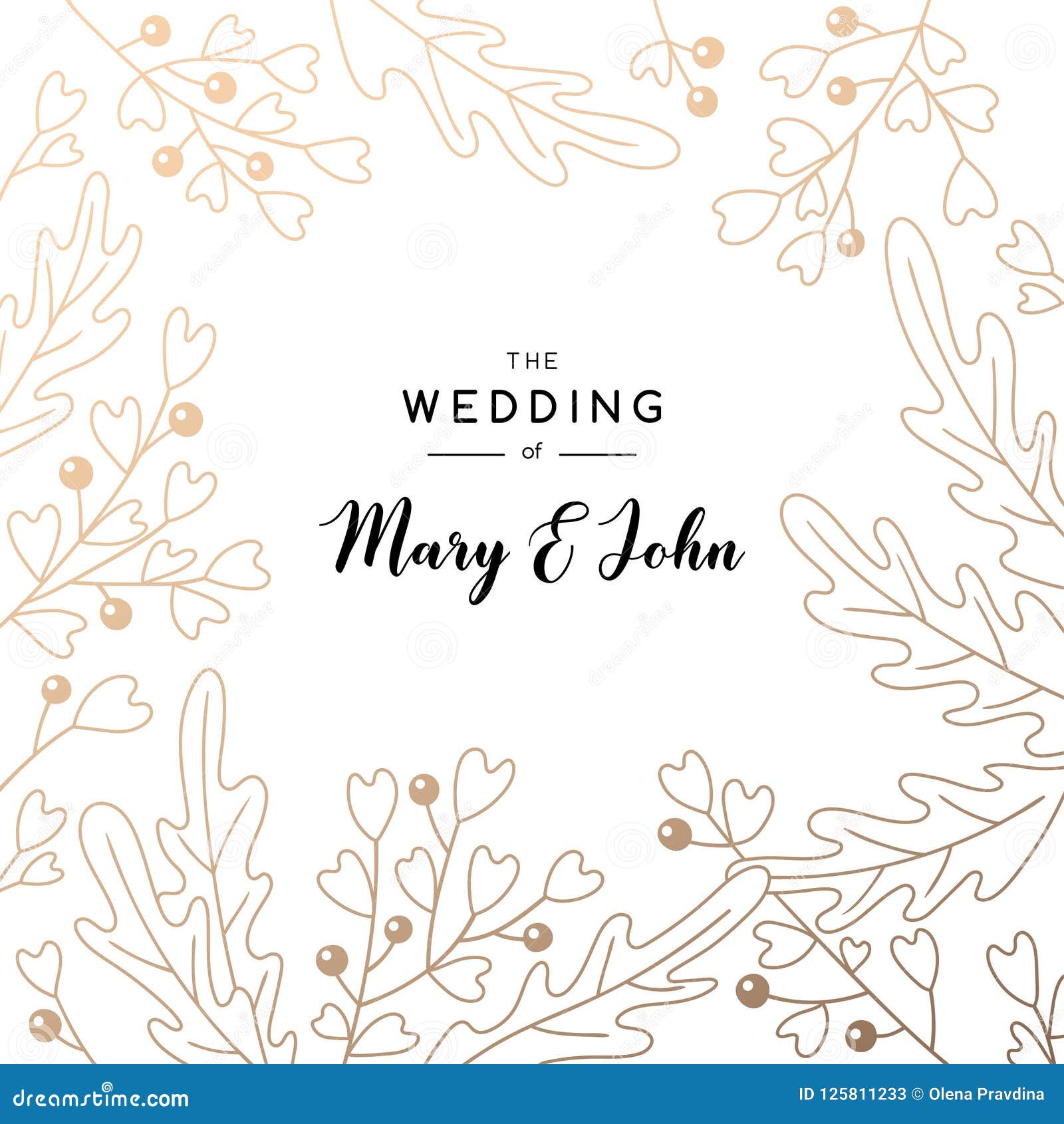 Elegant Wedding Invitation Background with Place for Text. Card Design with  Floral Pattern Stock Vector - Illustration of graphic, decoration: 125811233