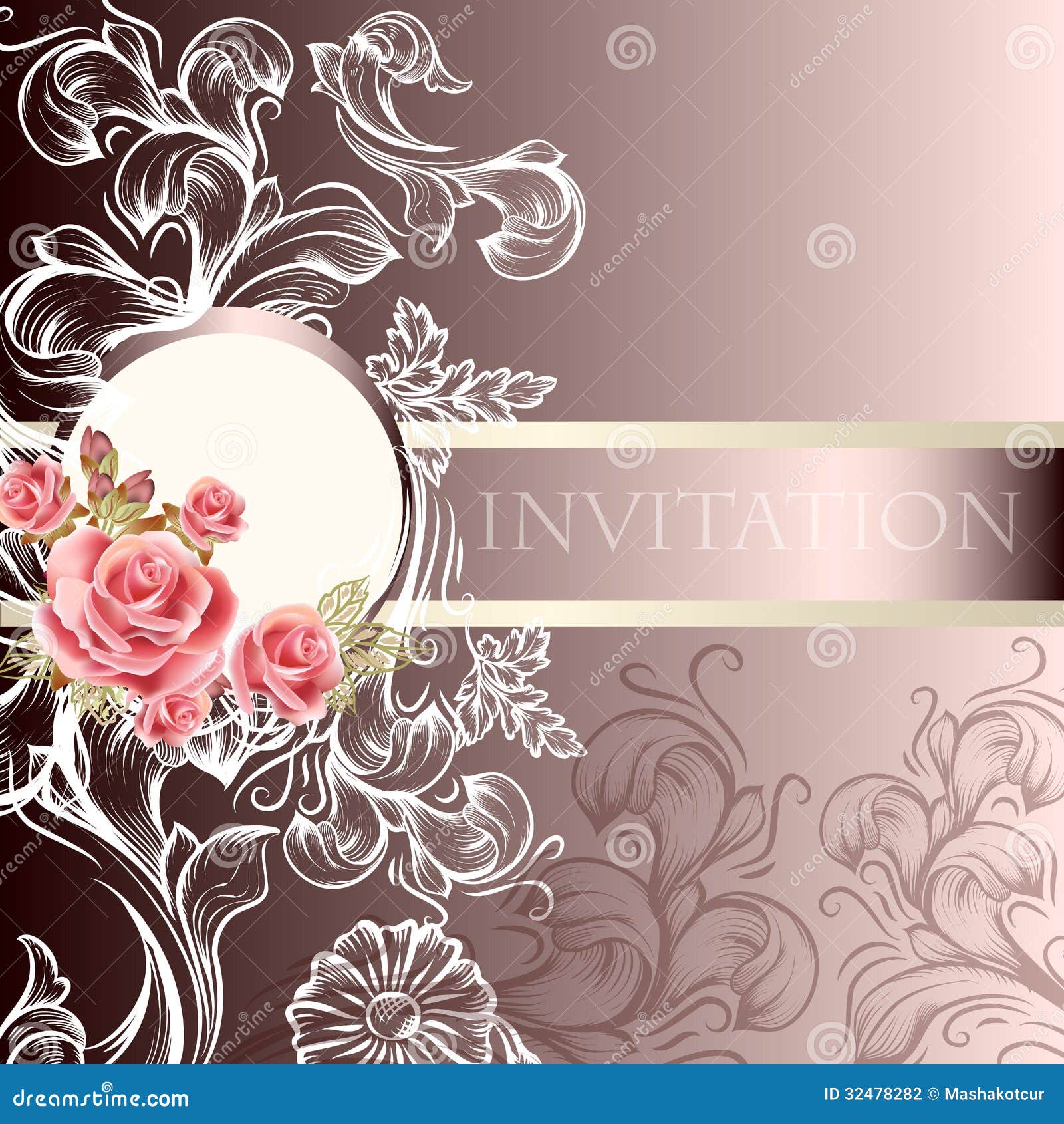 Elegant Wedding Invitation Card In Pastel Tones Stock Vector Illustration Of Flower Butterfly 32478282