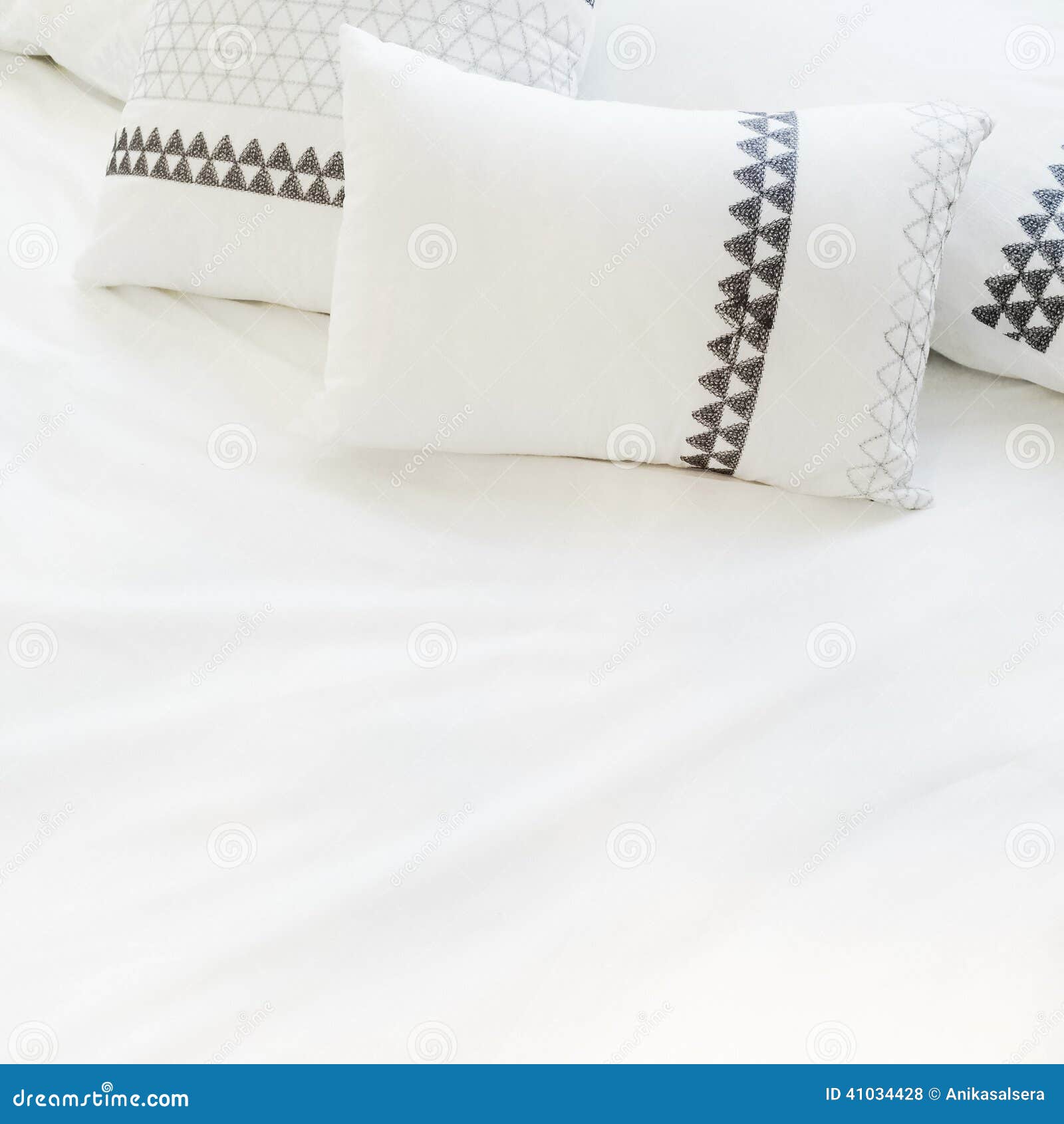 Elegant White Bed Linen with Pillows Stock Photo - Image of pillow ...