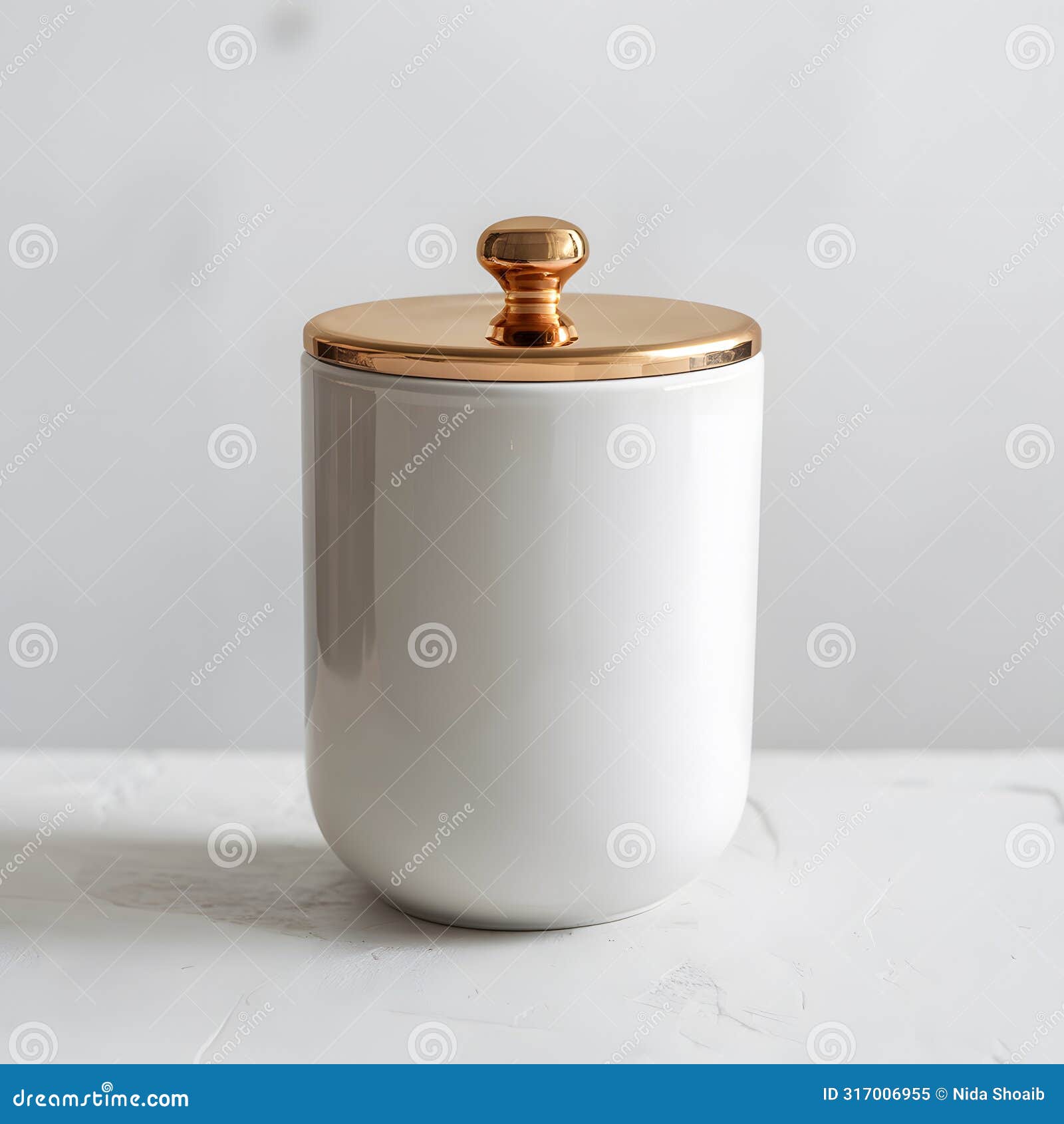 elegant white cylinder with gold lid exudes refinement, perfect for packaging or storage