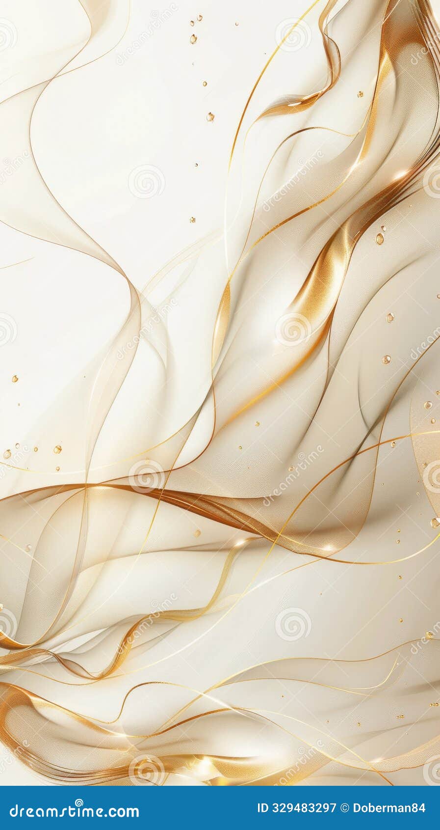 elegant white and gold abstract background with flowing curves and sparkles