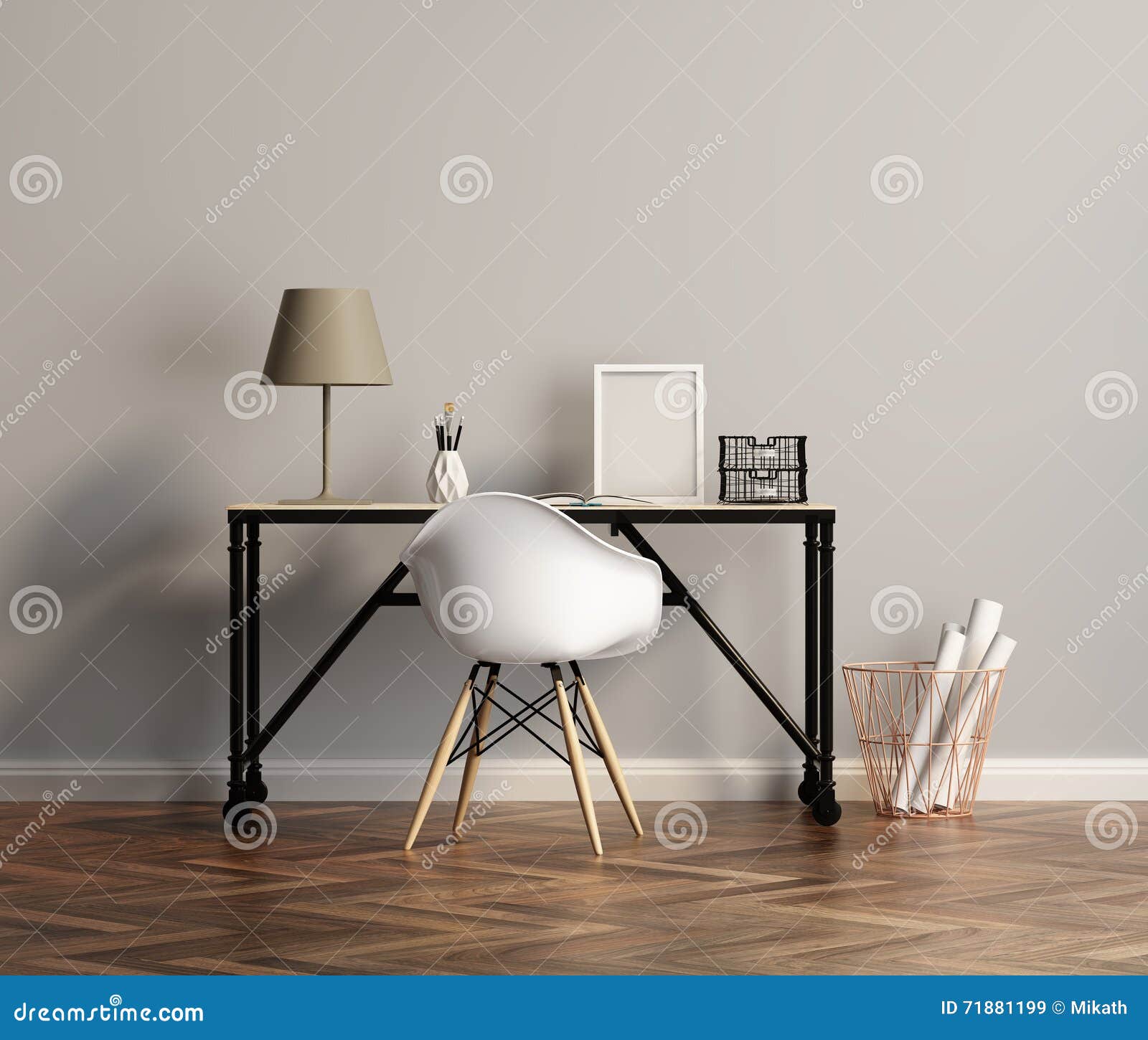 Elegant White Home Office Table with Chair Stock Image Image of