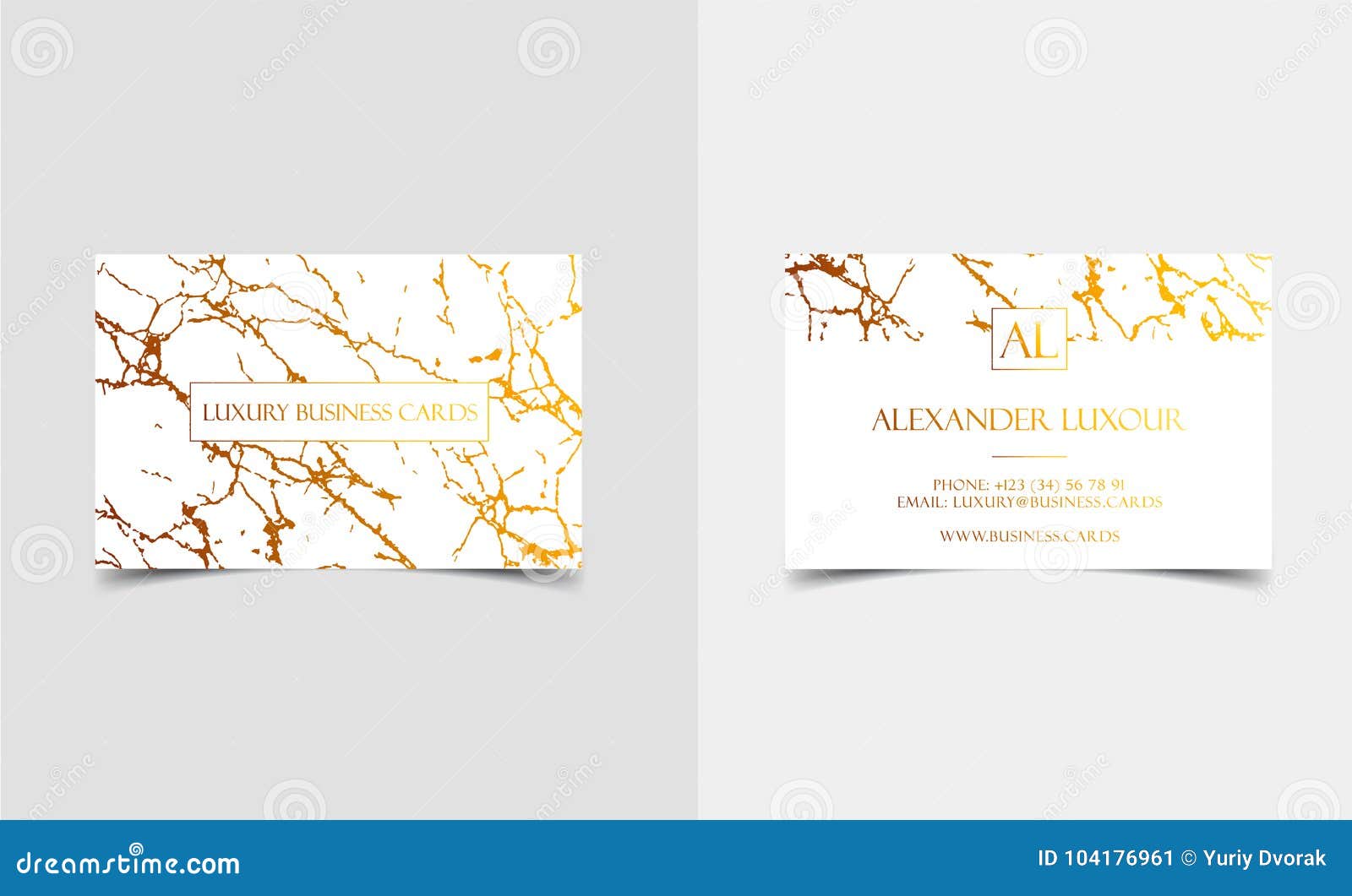 Elegant White Luxury Business Cards with Marble Texture and Gold