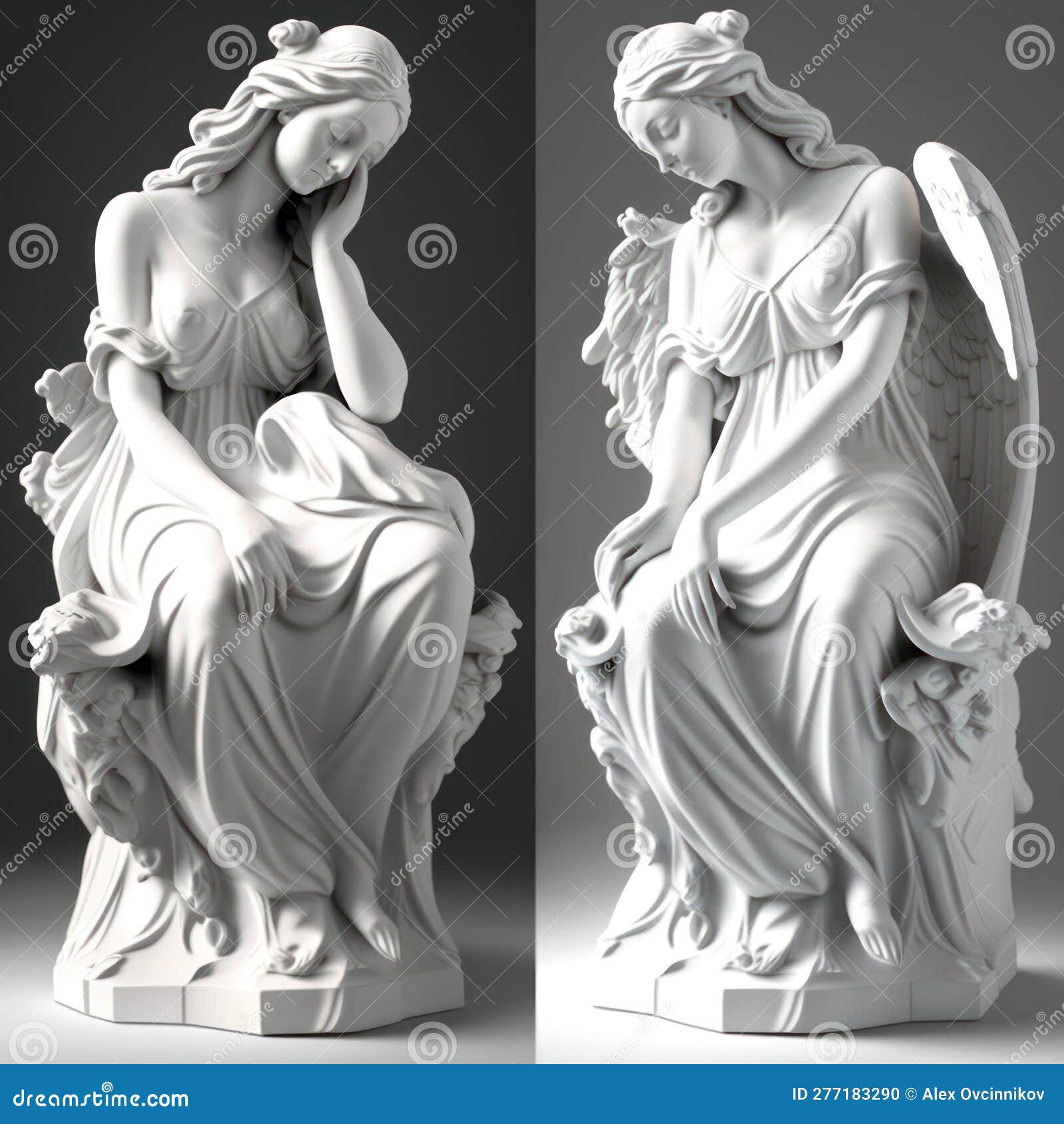 Elegant White Marble Statue for Home Decor. Stock Illustration