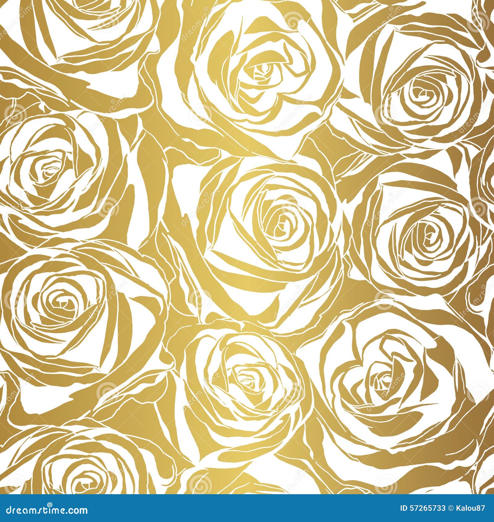 Elegant White Rose Pattern On Gold Background. Stock Vector - Image