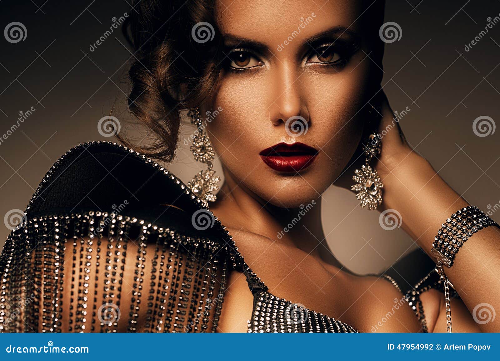 Elegant Woman in Accessories of Stones Stock Photo Image of shoulders