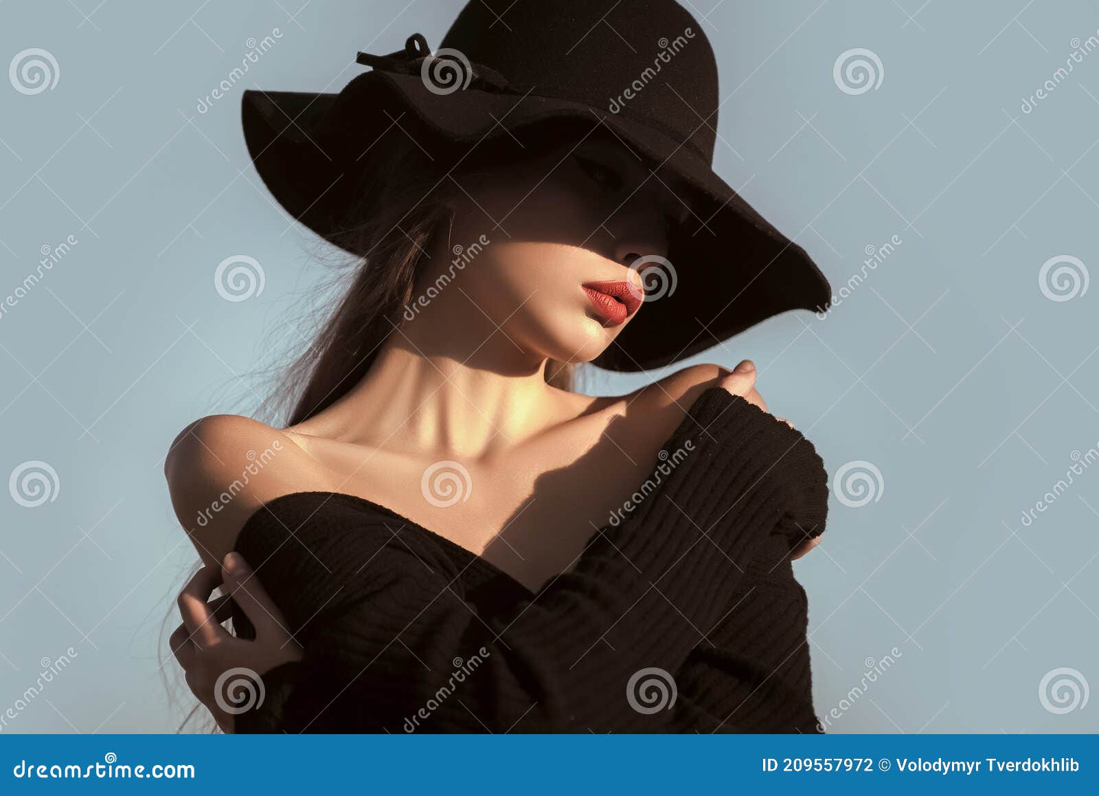 Portrait Of Tempting Blonde In A Hat Stock Image - Image 