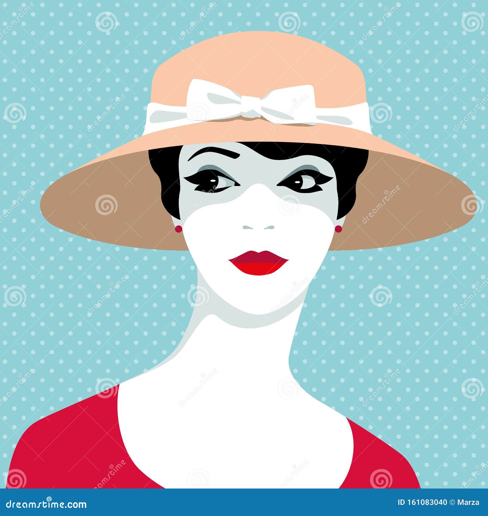 Download Elegant Woman Wearing Big Hat Stock Vector - Illustration of french, city: 161083040