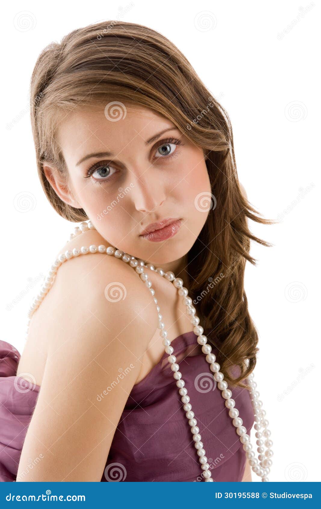 Beautiful Young Woman Wearing Stylish Necklace Stock Image 