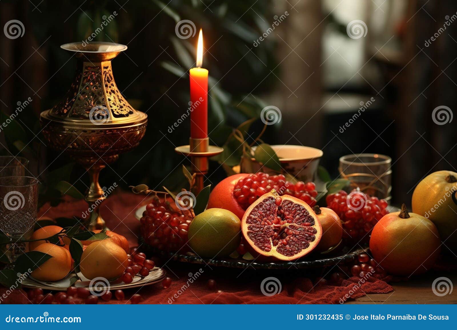 Elegant Yalda Night Table Settings with Stock Illustration