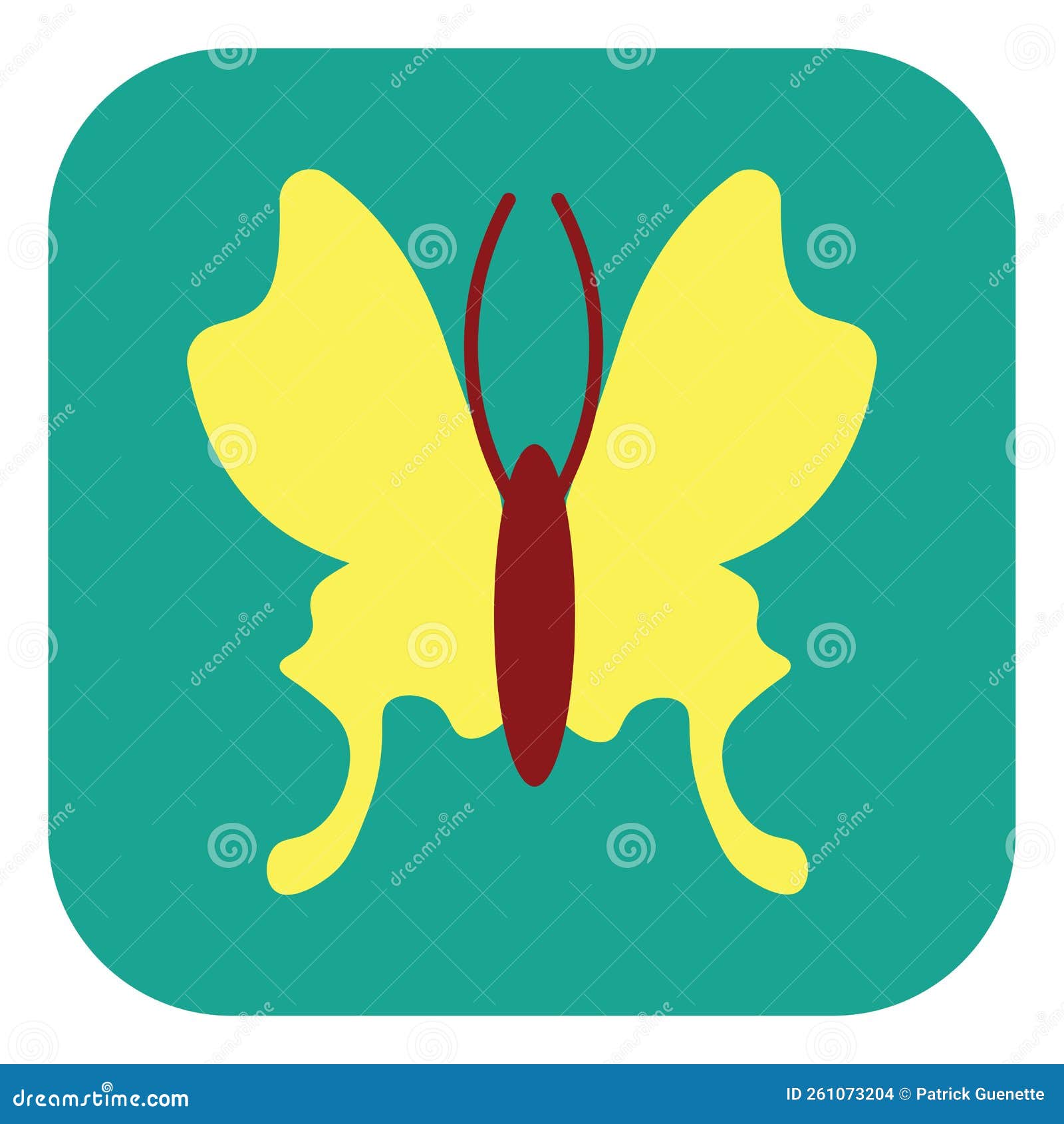 Elegant Yellow Butterfly, Icon Stock Vector Illustration of bright