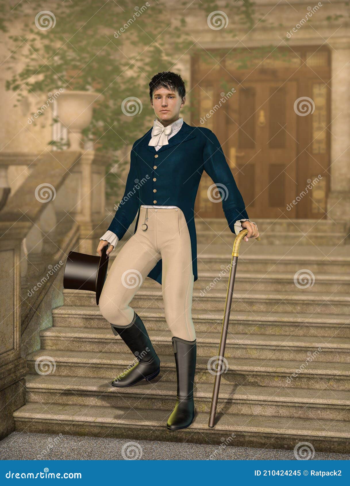 Elegant Young Gentleman Dandy Dressed in Regency Fashion Stock