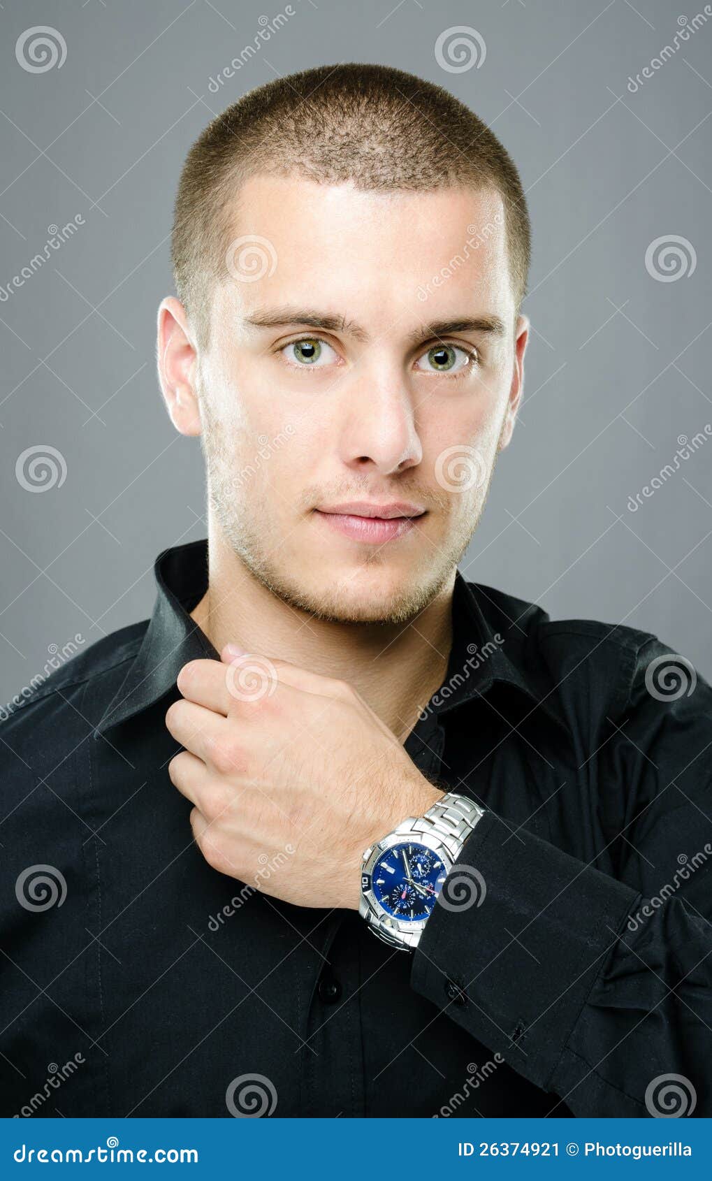 Elegant Young Man with Luxury Watch Stock Image Image of eyes