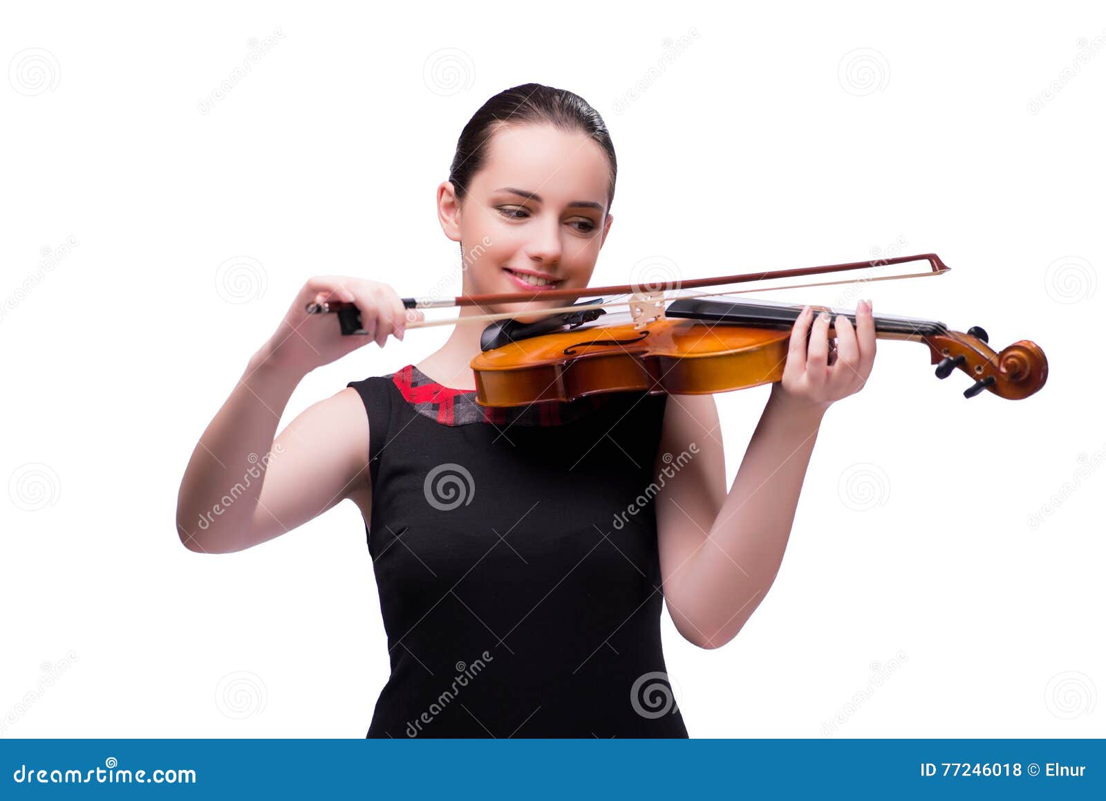 The Elegant Young Violin Player Isolated on White Stock Photo Image
