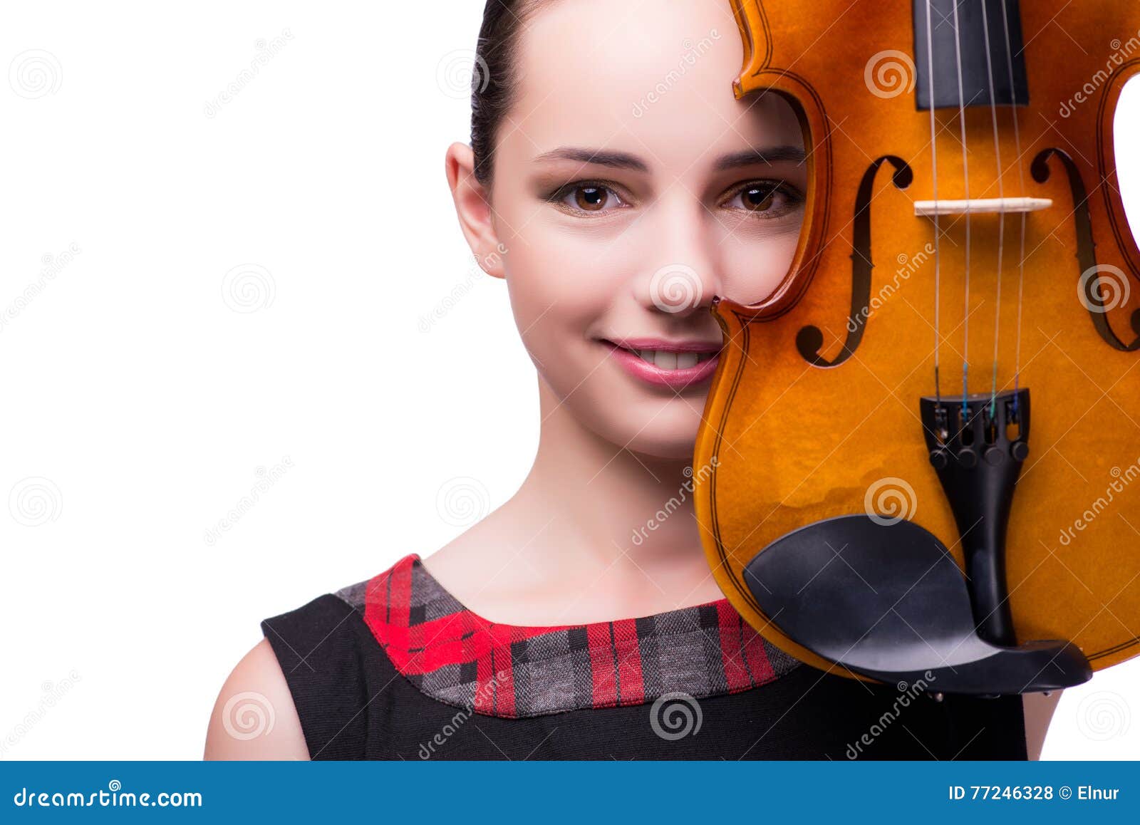 The Elegant Young Violin Player Isolated on White Stock Photo Image