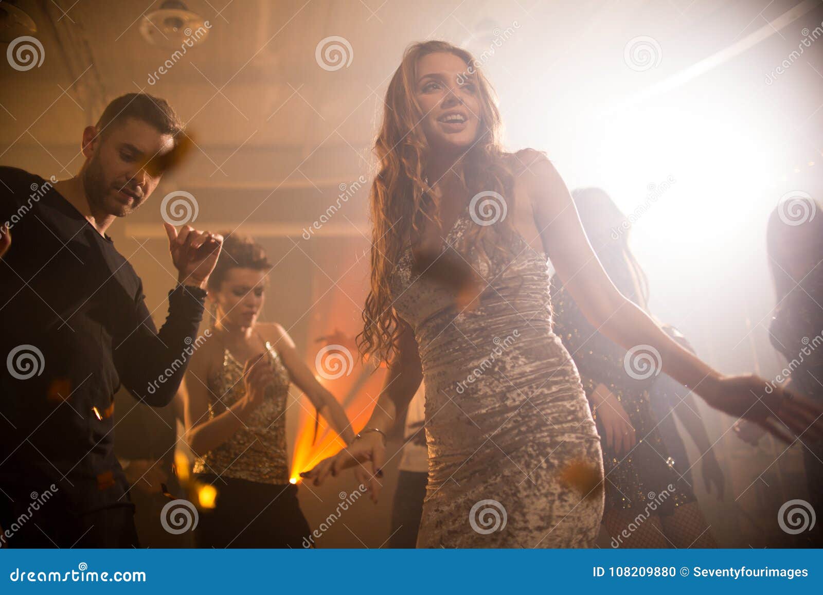 Elegant Young Woman Dancing in Club Stock Photo - Image of party ...