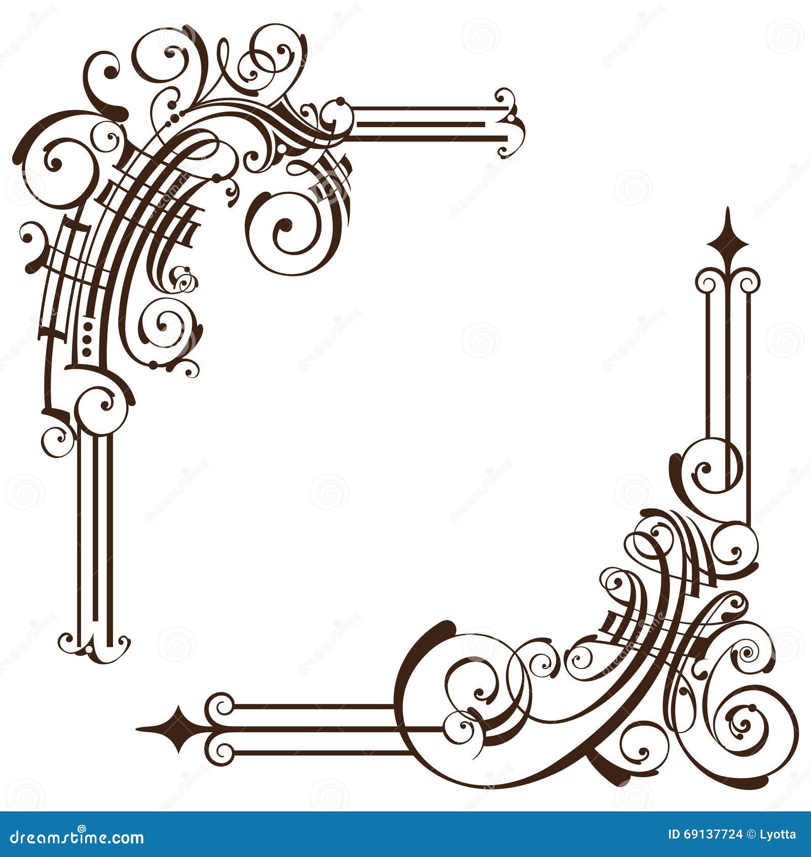 Elegante Decoratieve Kaderhoeken Vector Illustratie - Illustration Of Tekening, Decoratief: 69137724