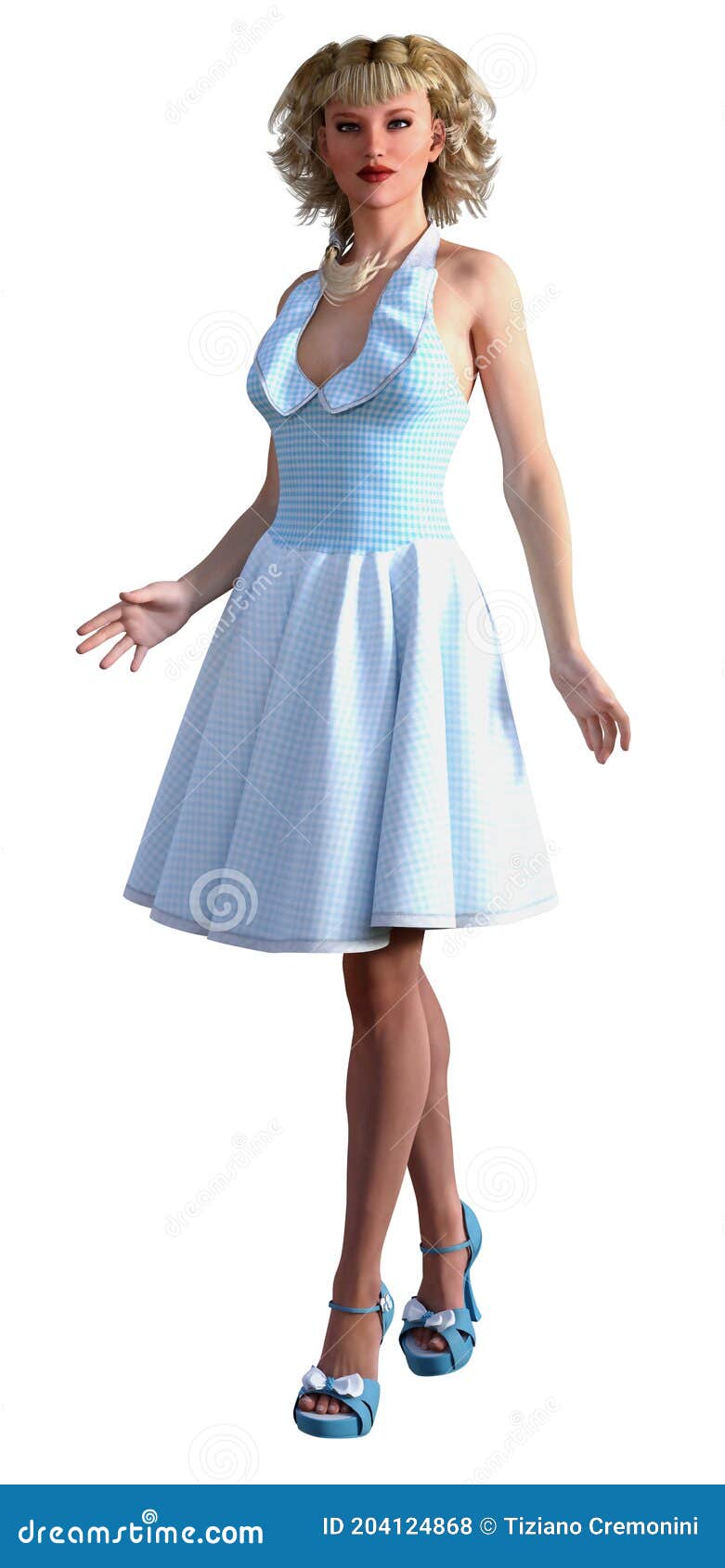 Cliente cuero católico Elegante Mujer Con Un Vestido Azul Claro Y Zapatos 3d Ilustración Stock de  ilustración - Ilustración de alineada, lindo: 204124868