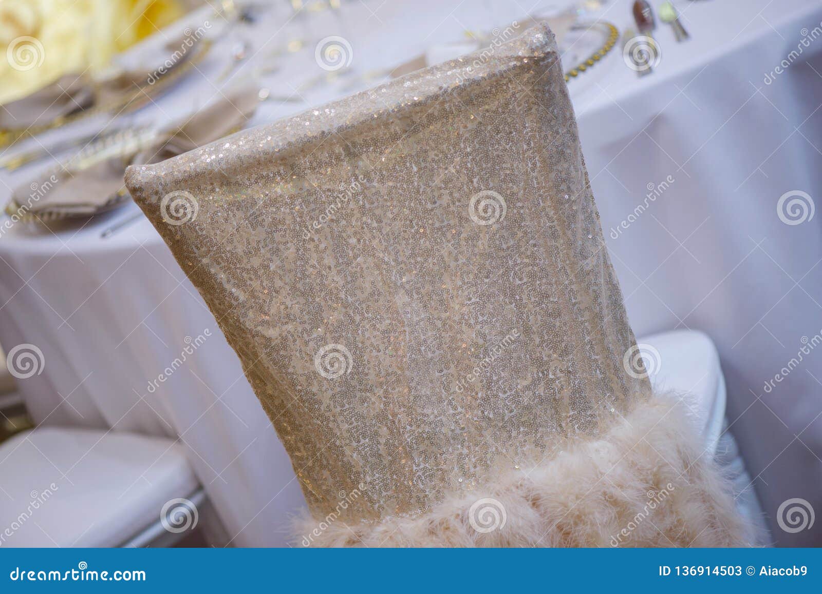 Elegantly Covered Chair With Pearly Sequin Fabric As Part Of