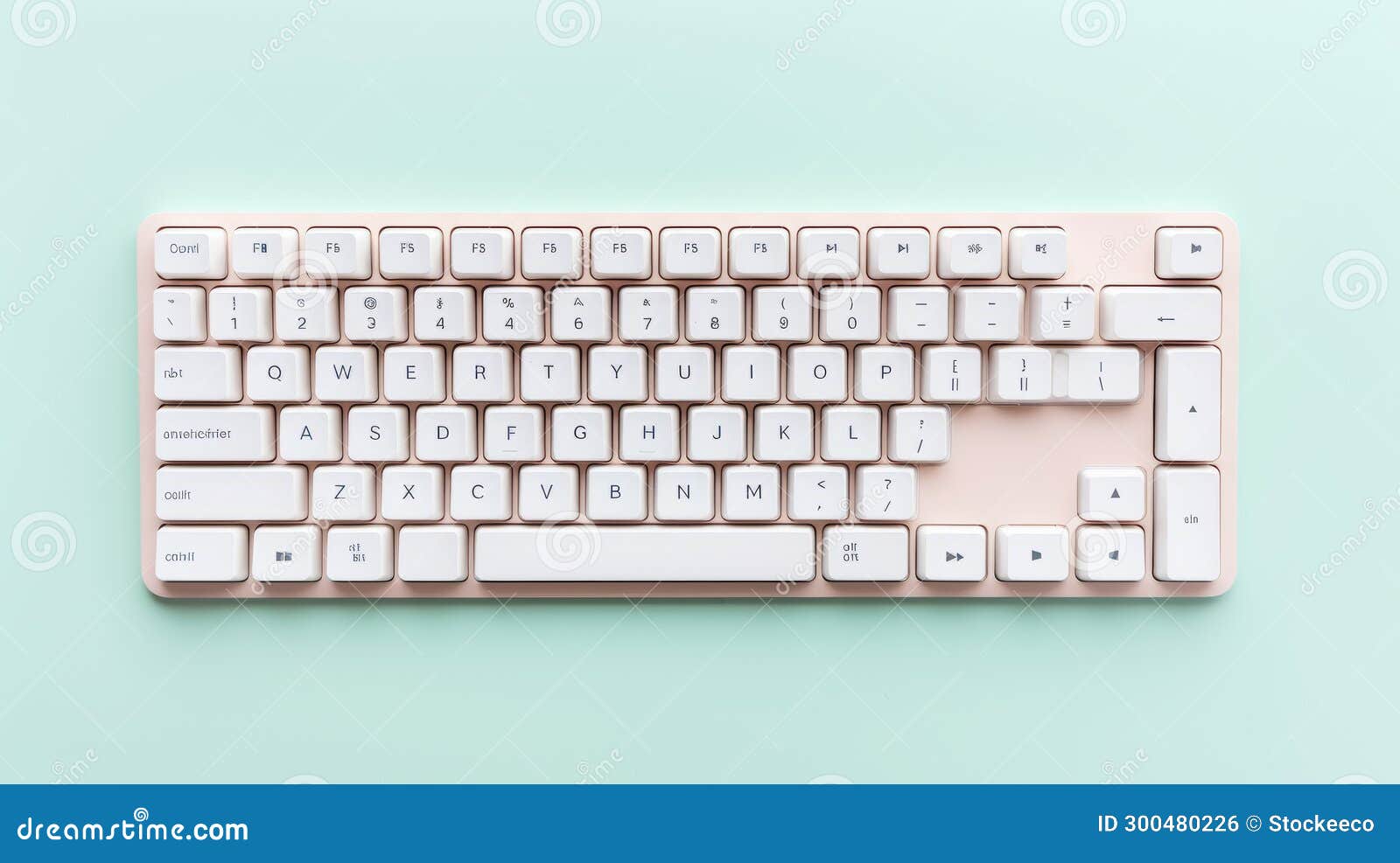 elegantly formal white keyboard on soft green surface